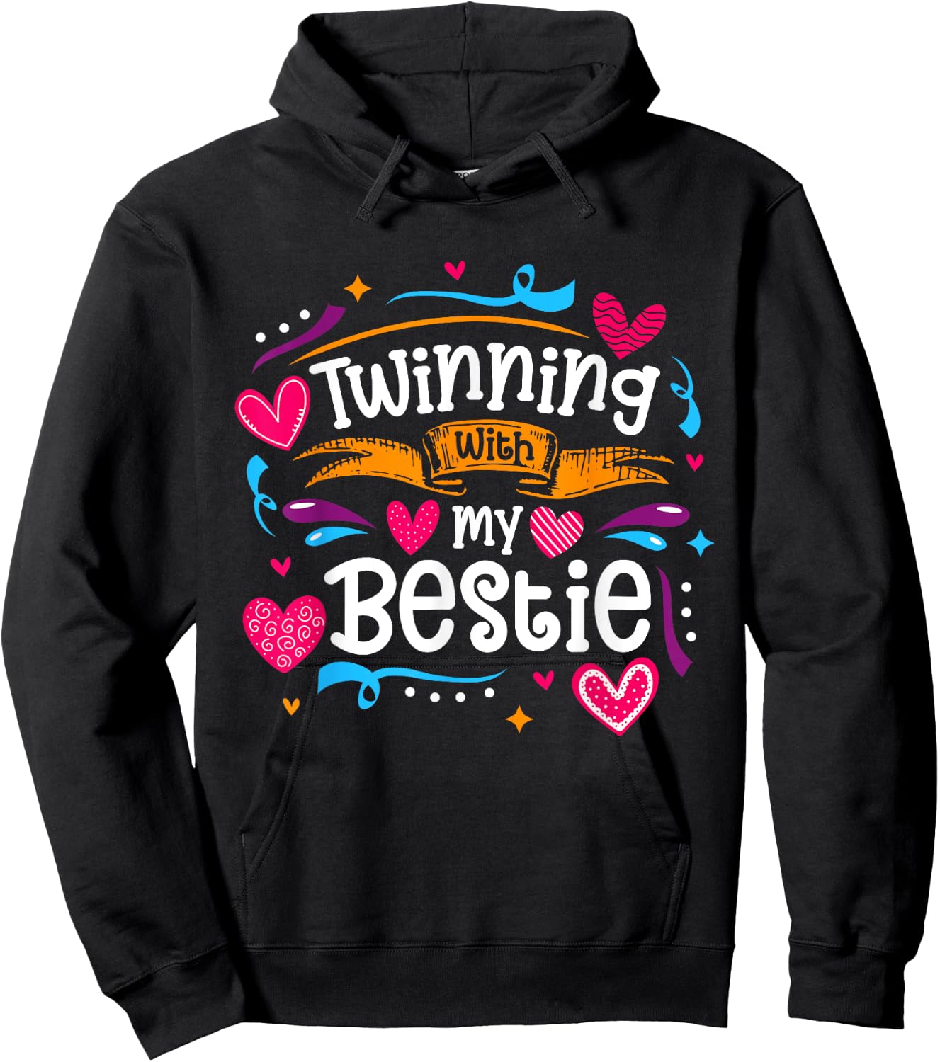 Twinning Bestie Twins Day Friends Matching Hoodie - Hoodie | Black