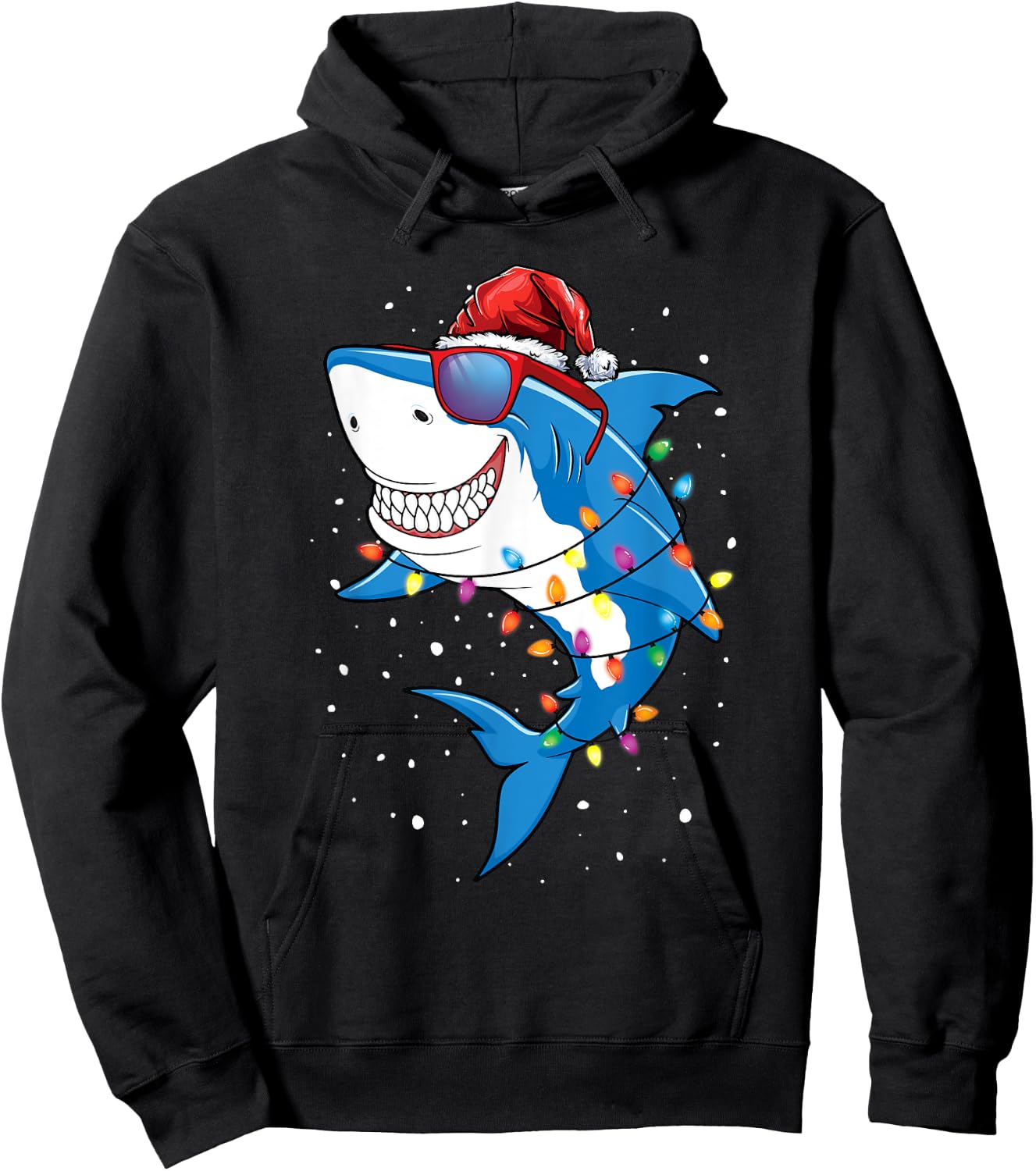 Christmas Shark Shirt Xmas Funny Santa Shark Hoodie - Hoodie | Black