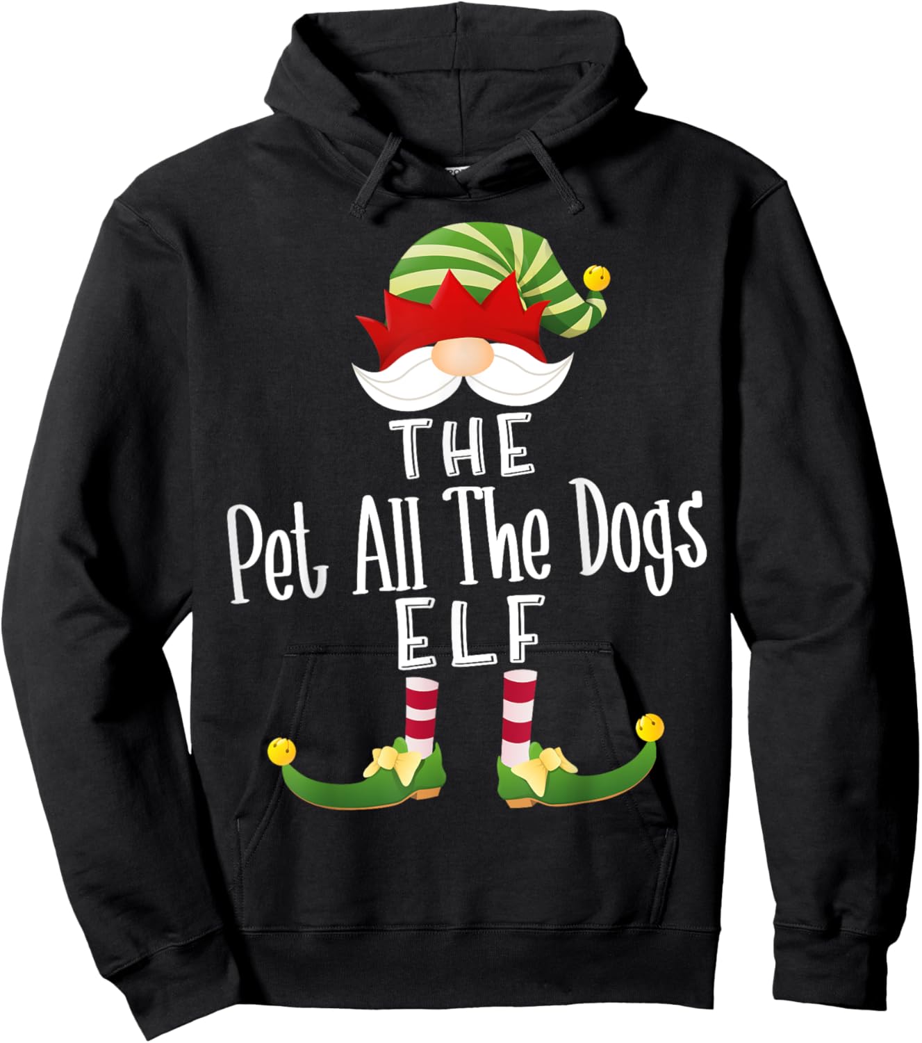 Pet All The Dogs Elf Group Christmas Funny Pajama Party Hoodie - Hoodie | Black