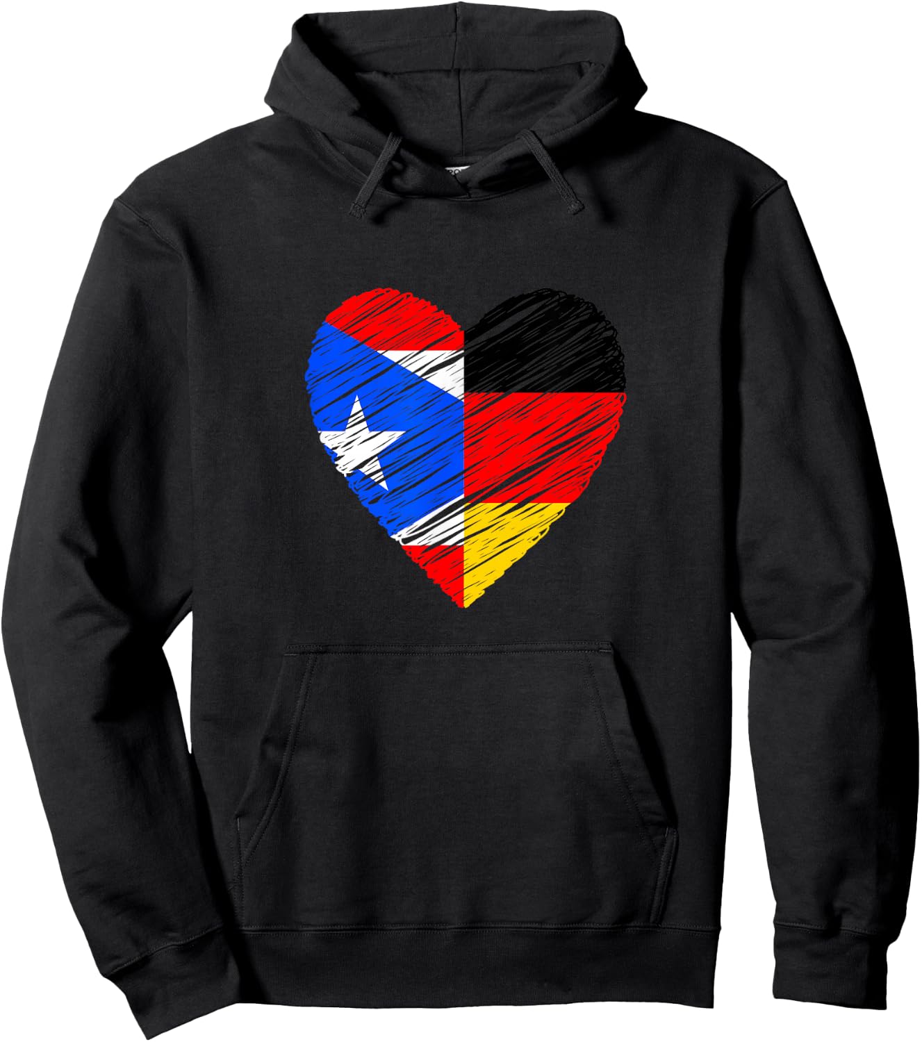 Puerto Rico Germany Vintage Heart German Flag Puerto Rican Hoodie - Hoodie | Black