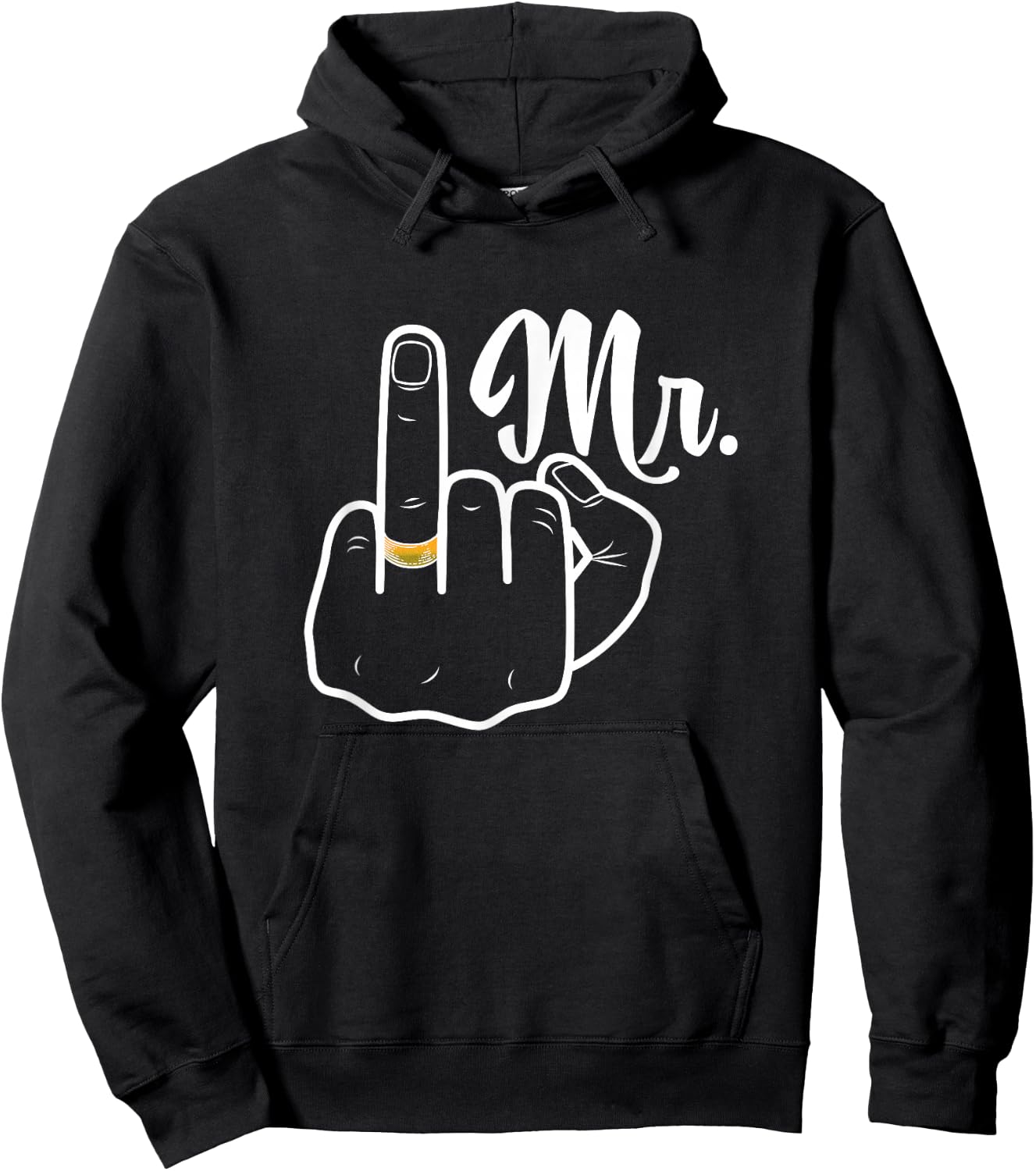 Groom Just Married Wedding Honeymoon Ring Finger Husband Mr. Hoodie - Hoodie | Black