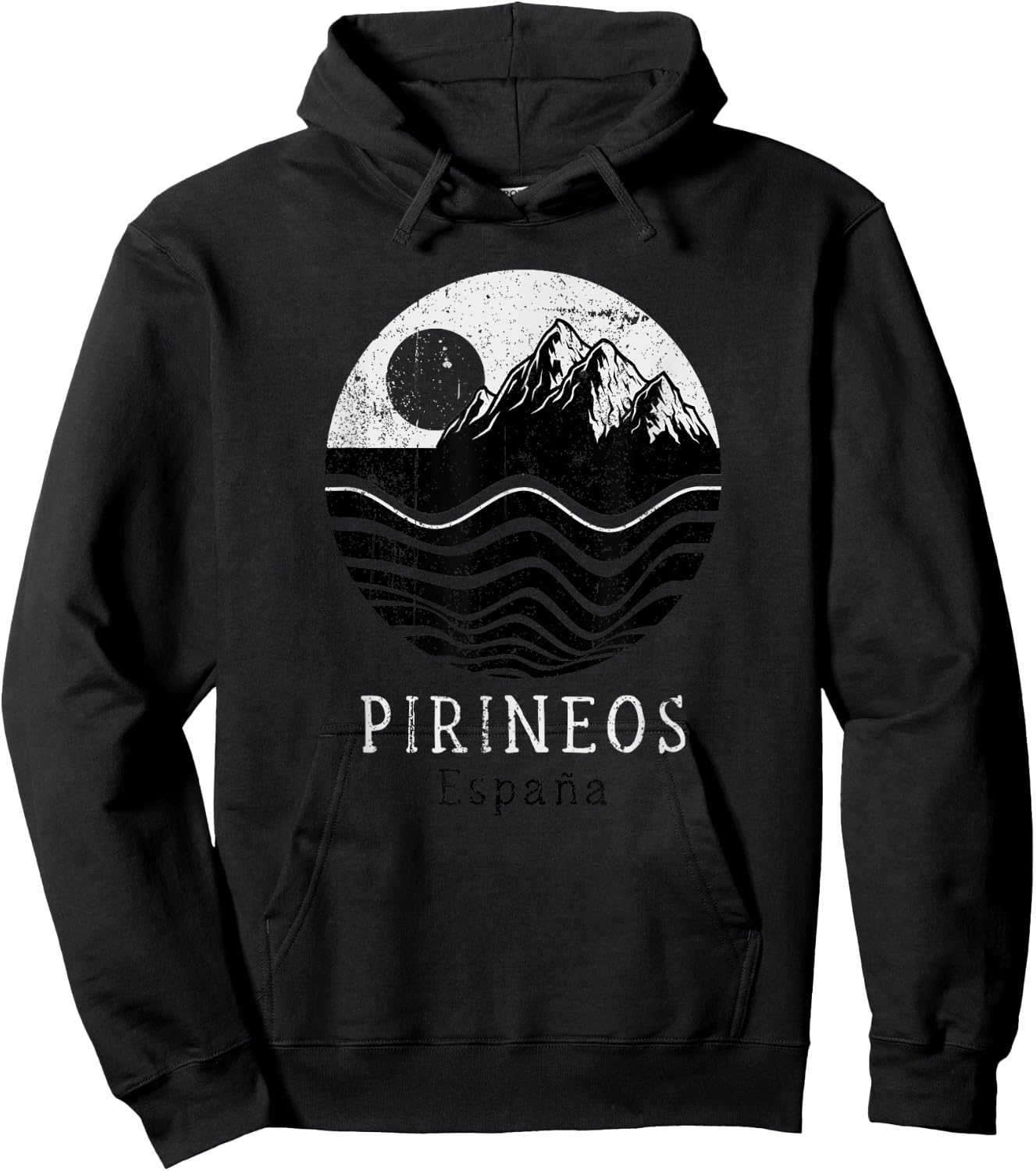 Pyrenees Vintage Mountains Hiking Camping Spain Retro Hoodie - Hoodie | Black
