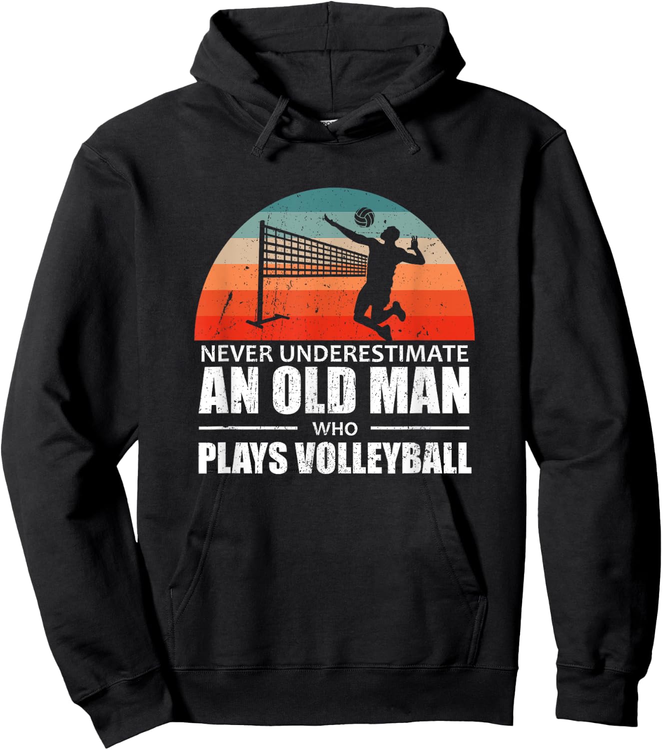 Never Underestimate An Old Man Who Plays Volleyball Hoodie - Hoodie | Black