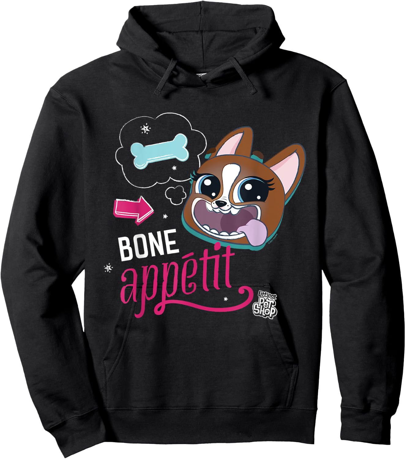 Littlest Pet Shop Dog Bone Appetit Women Girls Kids Hoodie - Hoodie | Black