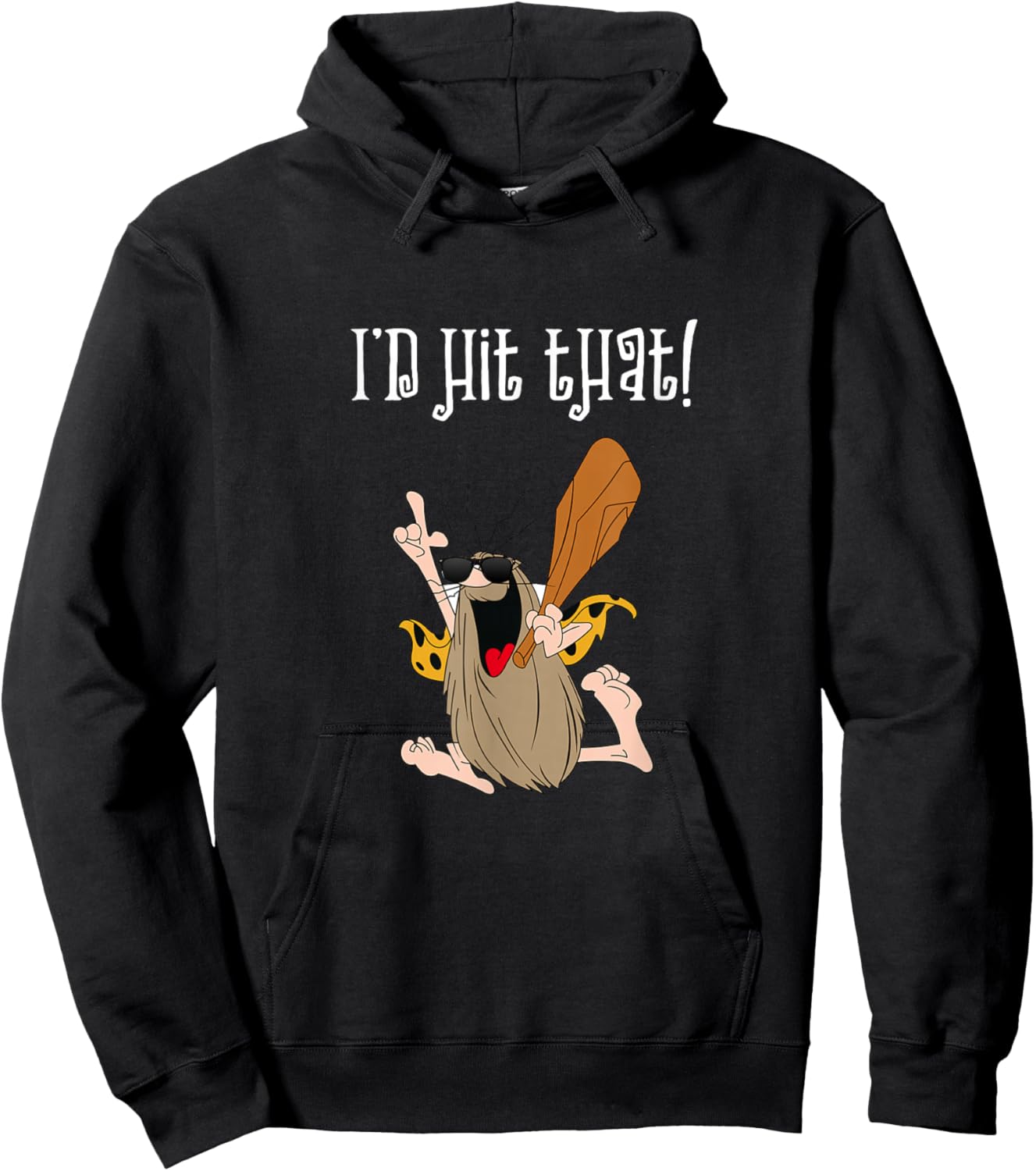 Funny Hairy Caveman Id Hit That Bat Dinosaurs Novelty Hoodie - Hoodie | Black