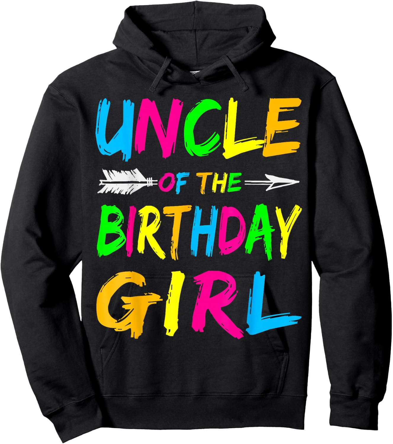 Uncle of the Birthday Girl Retro 80's Party Shirt Hoodie - Hoodie | Black