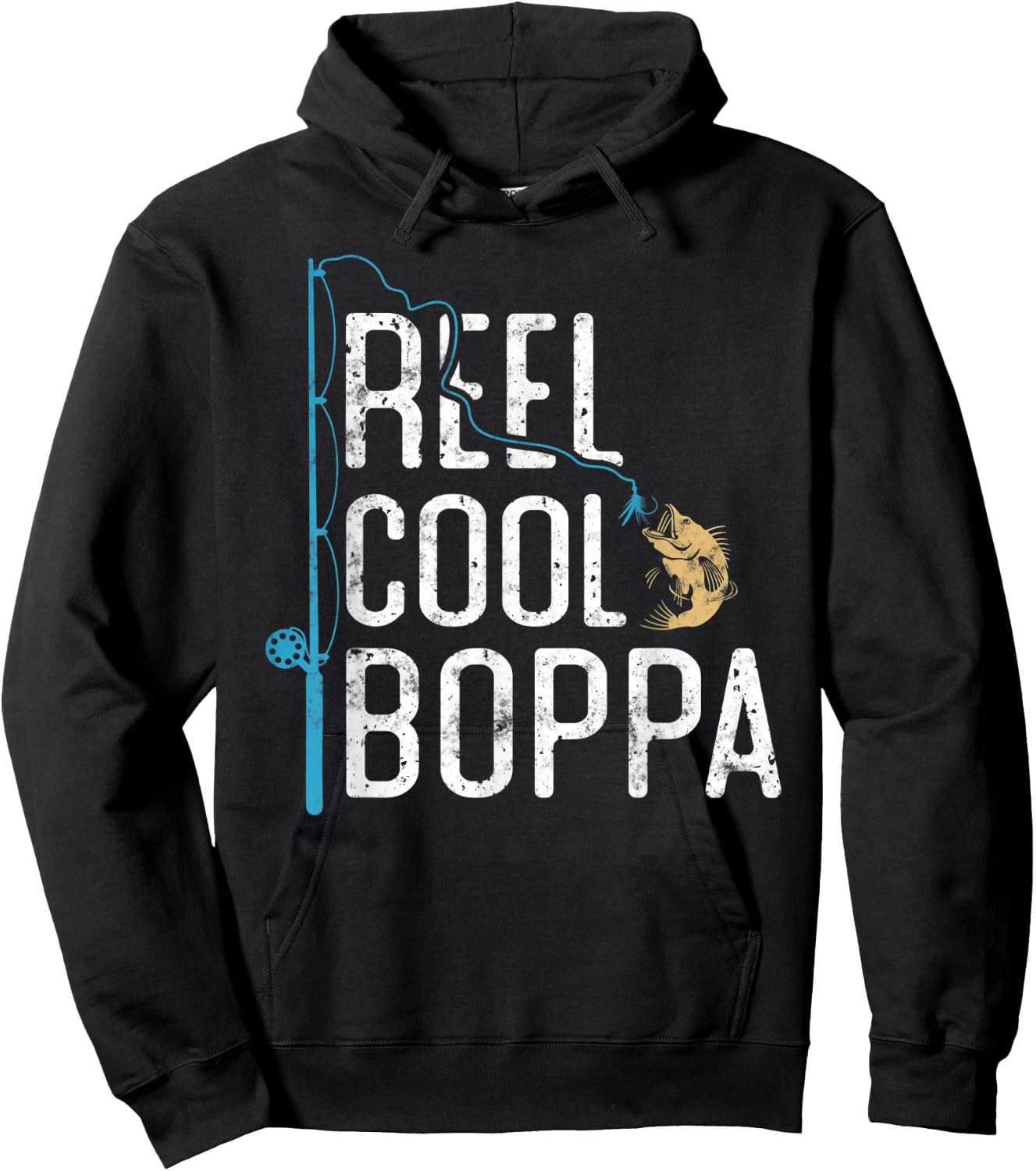 Reel Cool Boppa vintage funny fishing rod Gift Boppa Hoodie - Hoodie | Black