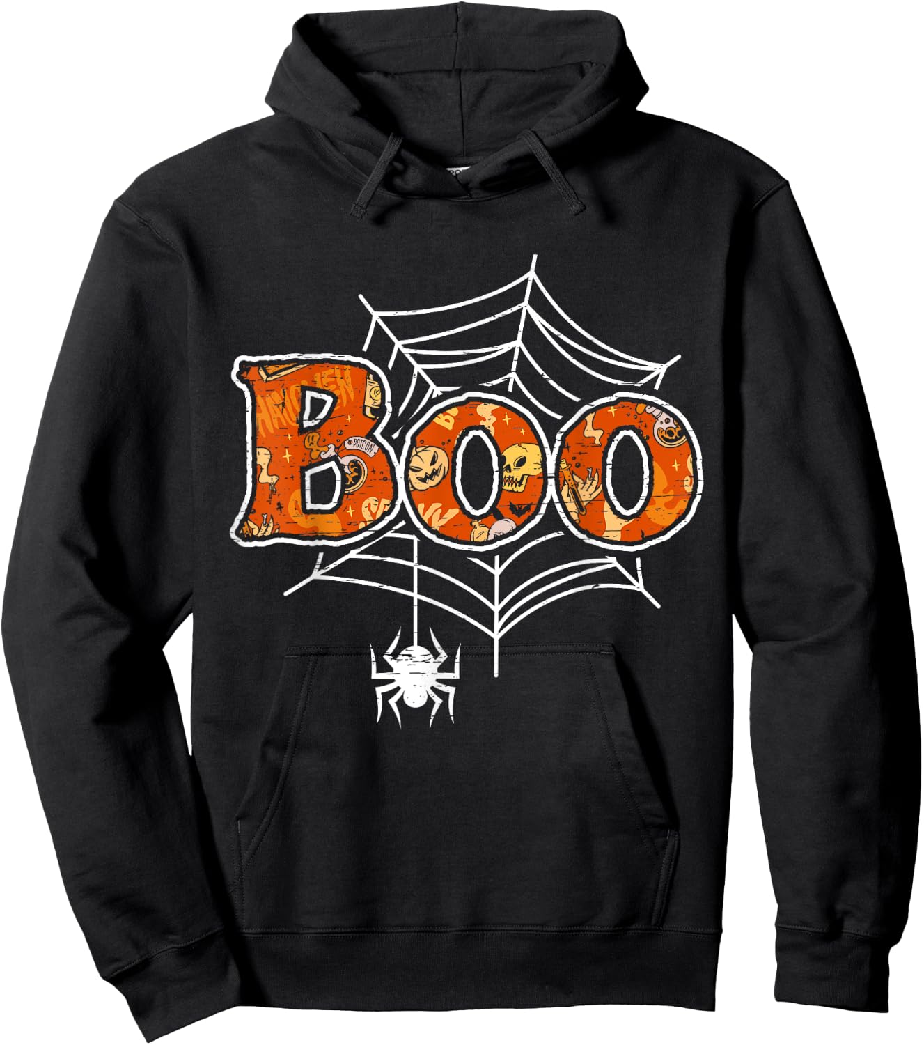 Boo Web Spider Halloween Day Party Trick Or Treat Design Hoodie - Hoodie | Black