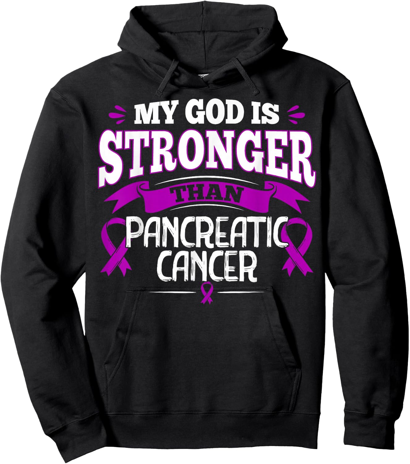 Purple Awareness Ribbon - Pancreatic Cancer Survivor Hoodie - Hoodie | Black