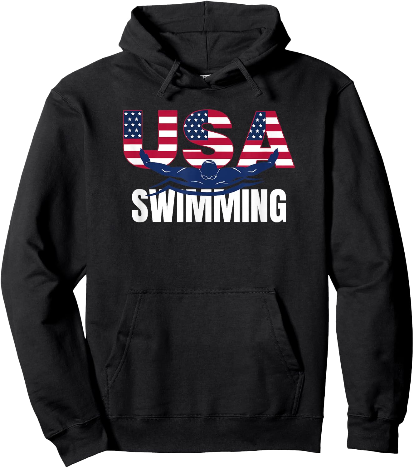 USA Swimming Athlete Summer US Swim Aquatic Sport Letters Hoodie - Hoodie | Black