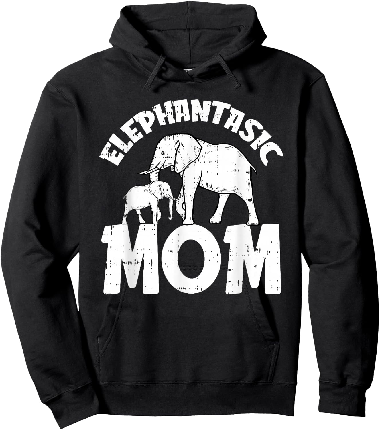 Elephantastic Mom Mothers Day Cute Mama Baby Elephant Momma Hoodie - Hoodie | Black