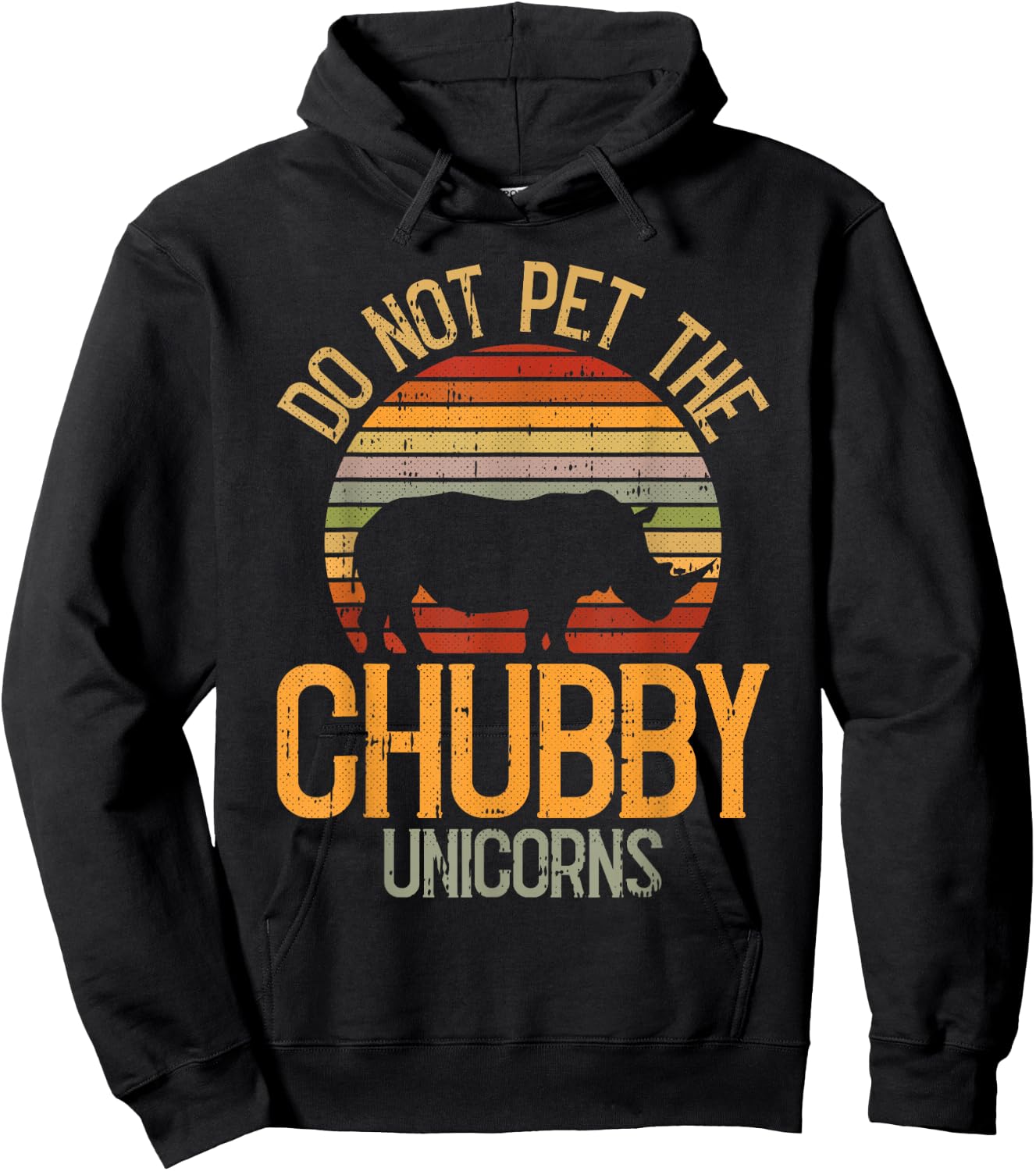 Do Not Pet The Chubby Unicorn Lazy Halloween Costume Rhino Hoodie - Hoodie | Black