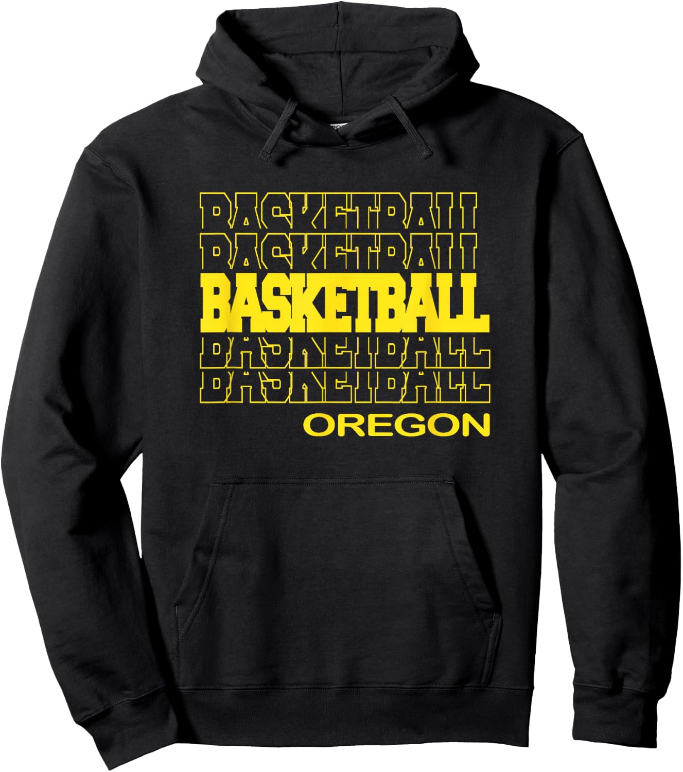 Basketball Oregon in Modern Stacked Lettering Hoodie - Hoodie | Black