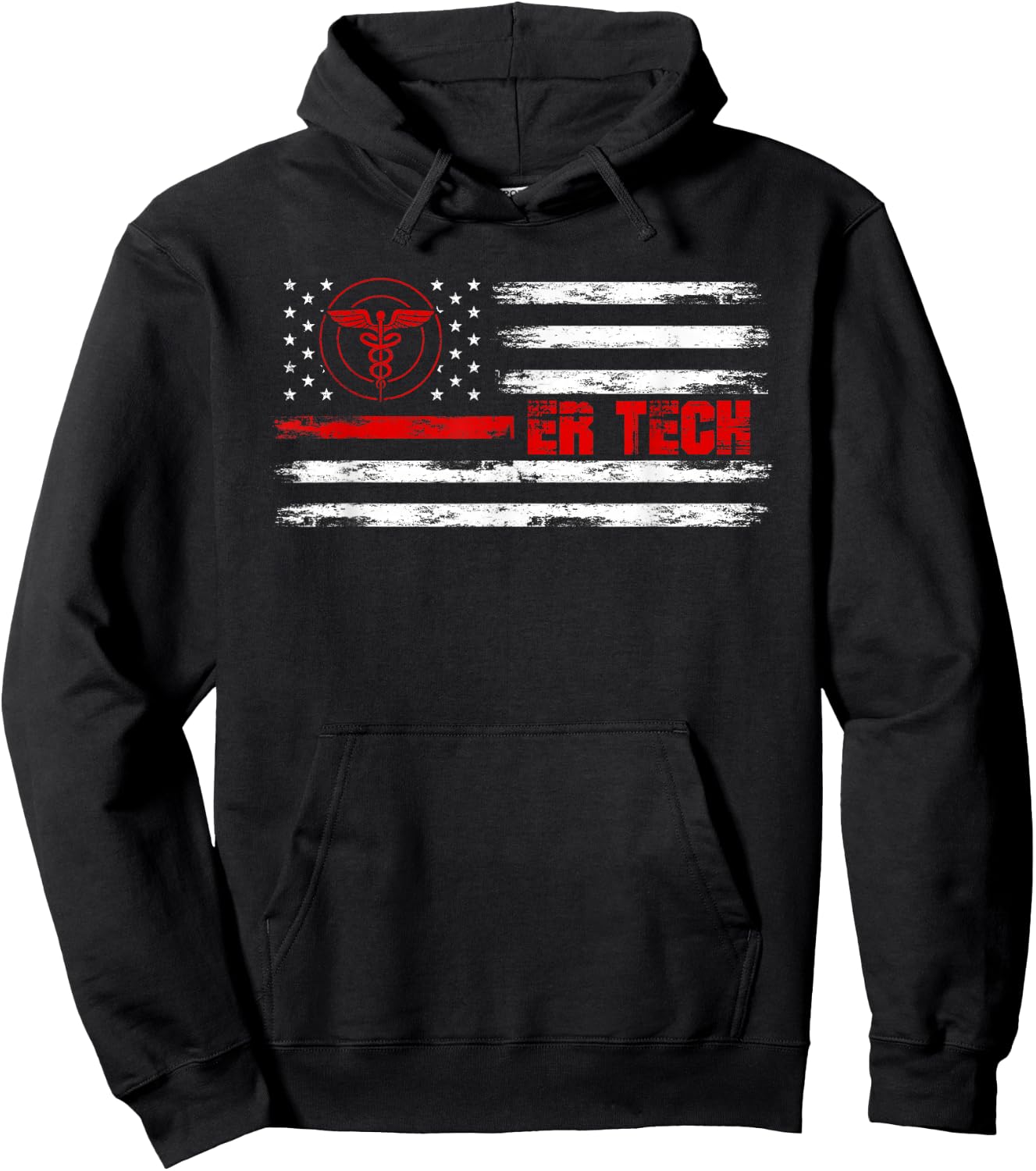 ER Tech US Flag Emergency Room Technologists ER Technicians Hoodie - Hoodie | Black
