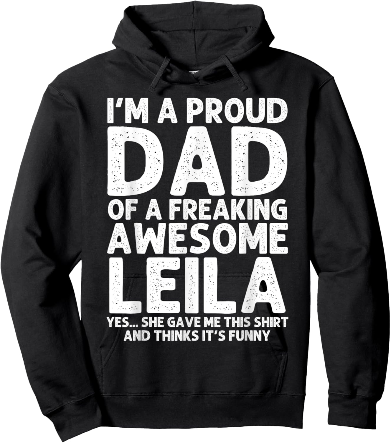 Dad Of LEILA Gift Father's Day Funny Personalized Name Joke Hoodie - Hoodie | Black