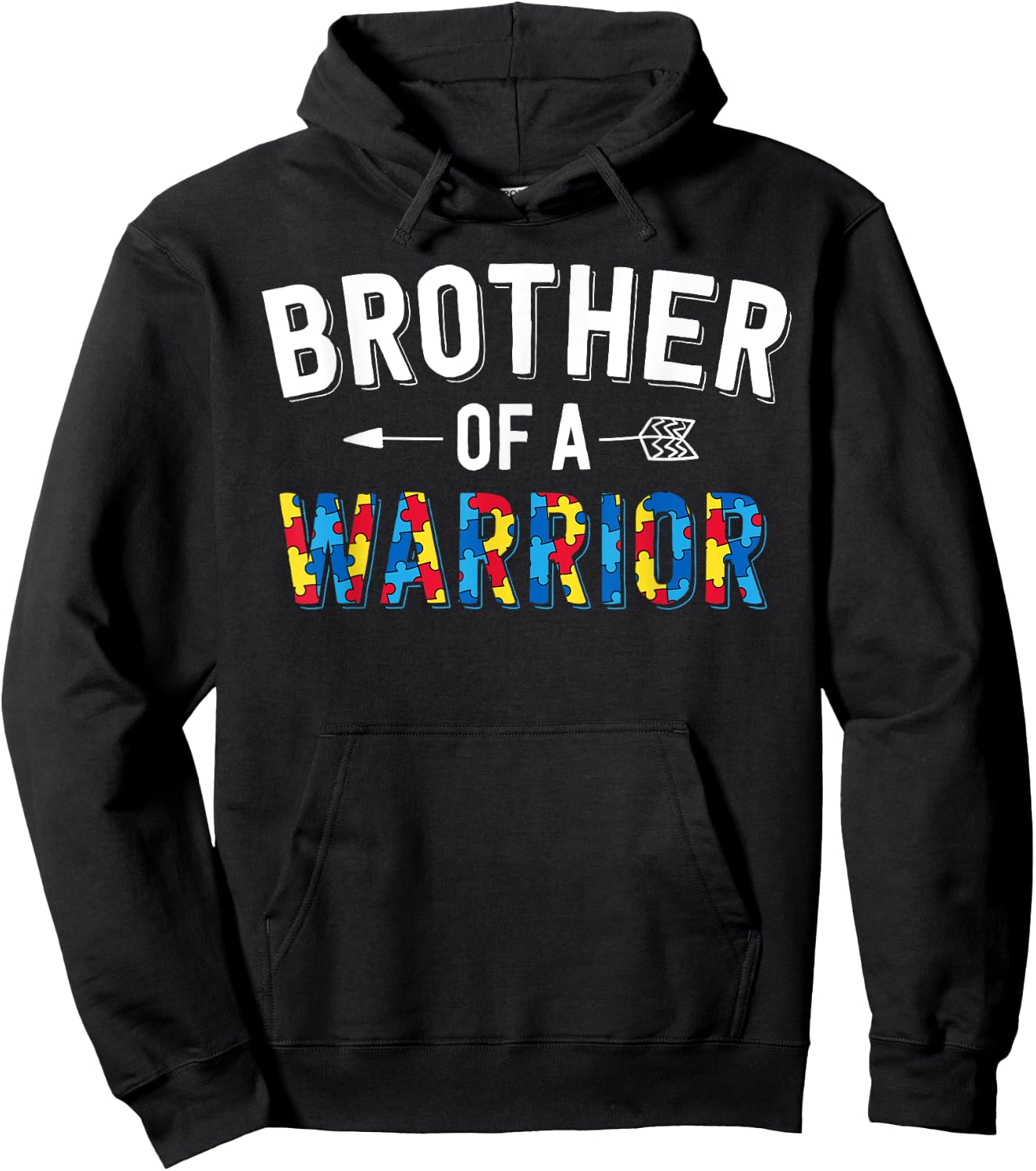 Brother Of A Warrior Family Bro World Autism Awareness Day Hoodie - Hoodie | Black