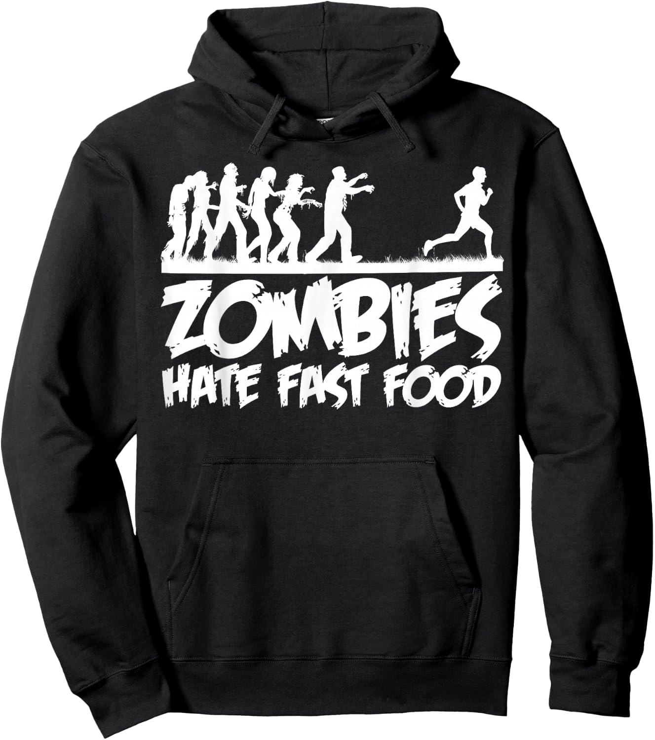 Zombies Hate Fast Food funny Halloween Runner zombie Hoodie - Hoodie | Black
