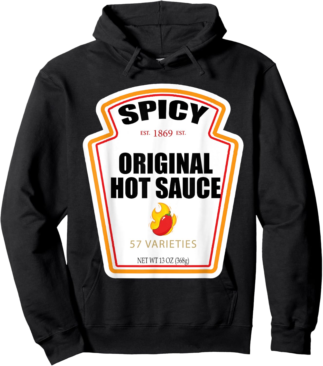 Halloween Matching Costume Spicy Chili Sauce Bottle Label Hoodie - Hoodie | Black