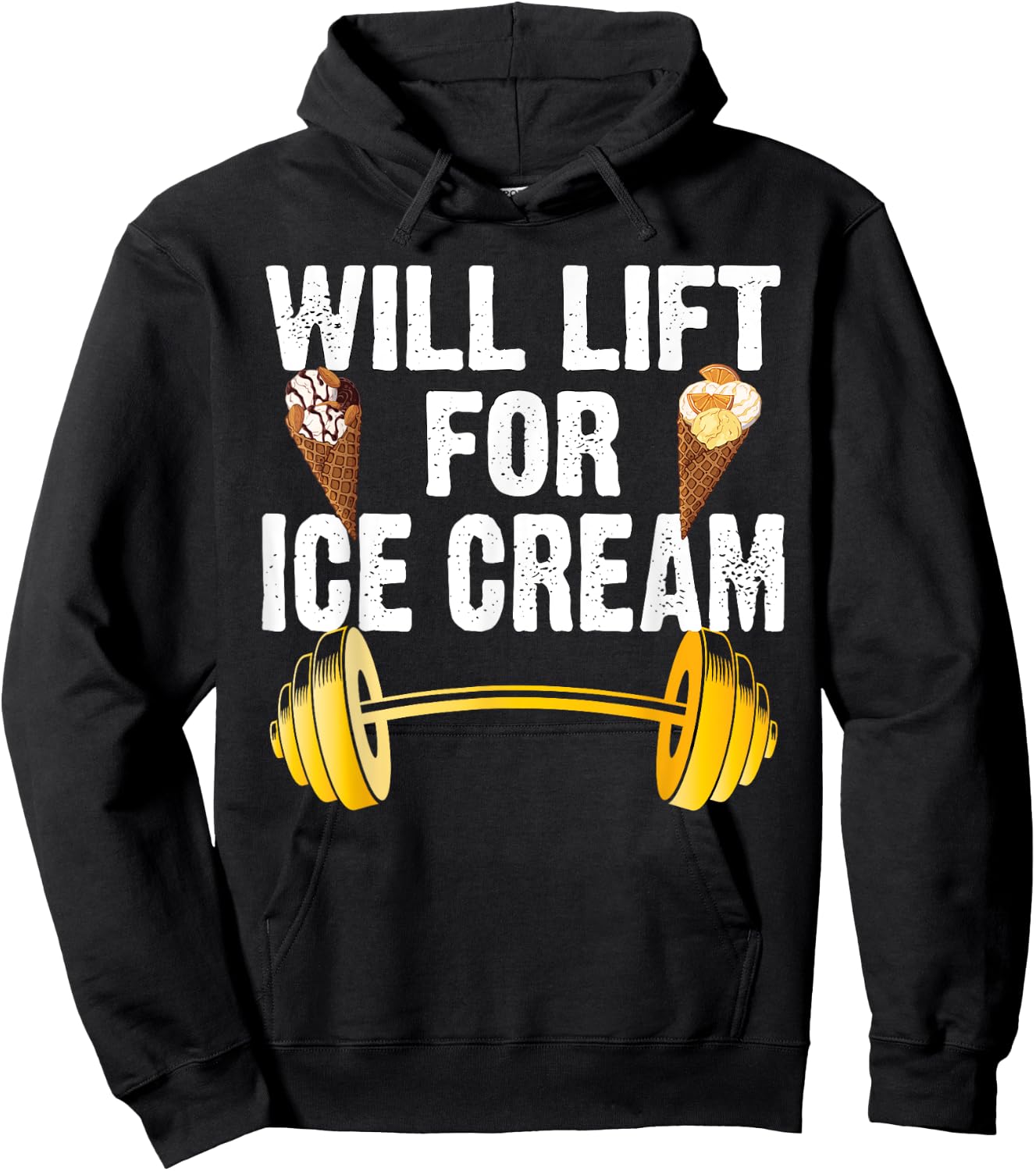 Will Lift For Ice Cream Funny Weightlifting Hoodie - Hoodie | Black