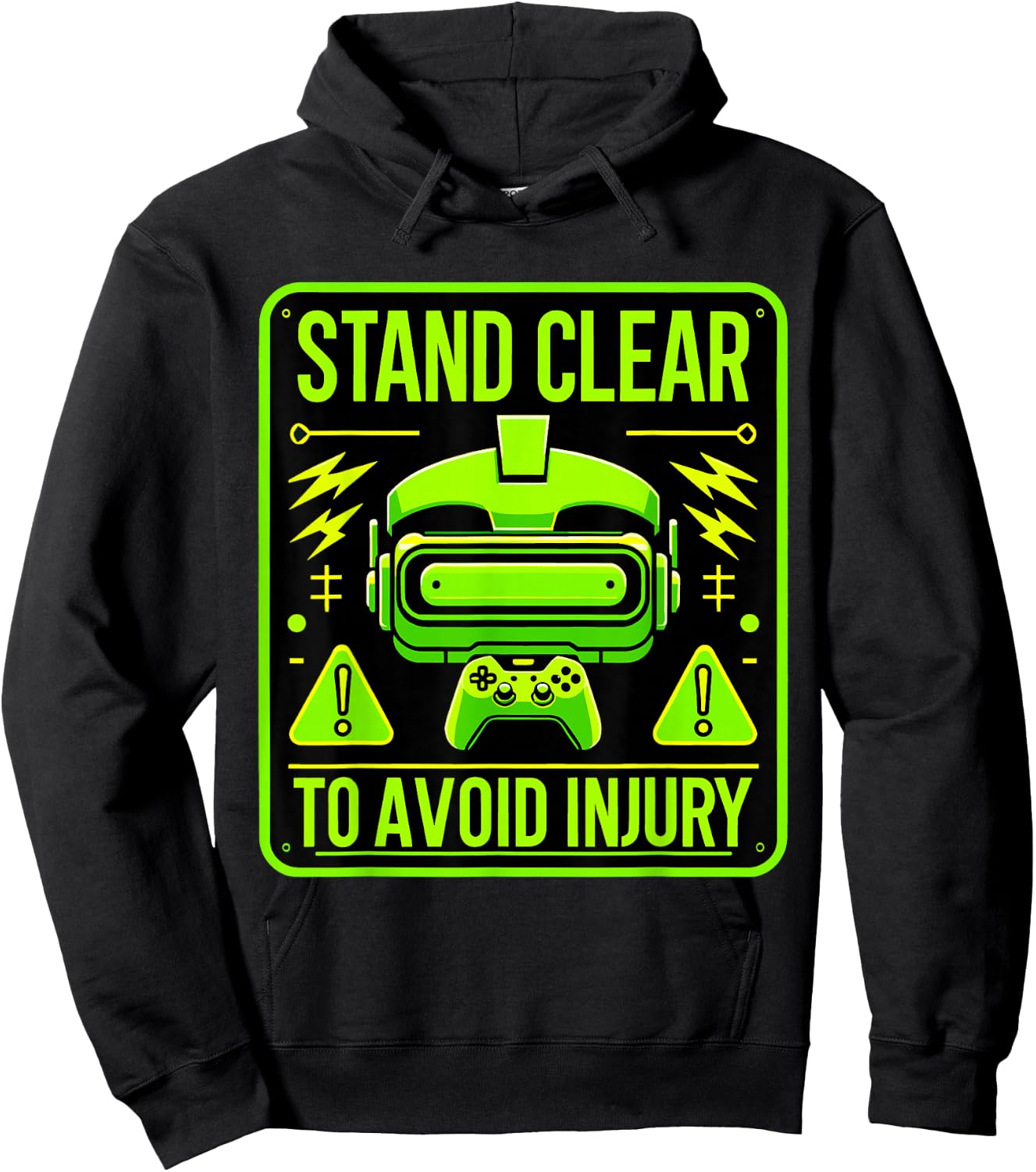 VR Funny Virtual Reality Gamer Stand Clear To Avoid Injury Hoodie - Hoodie | Black