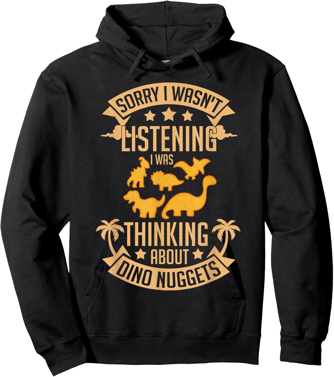Dino Chicken Nugget Dinosaur Nugs Veggie Funny Hoodie - Hoodie | Black
