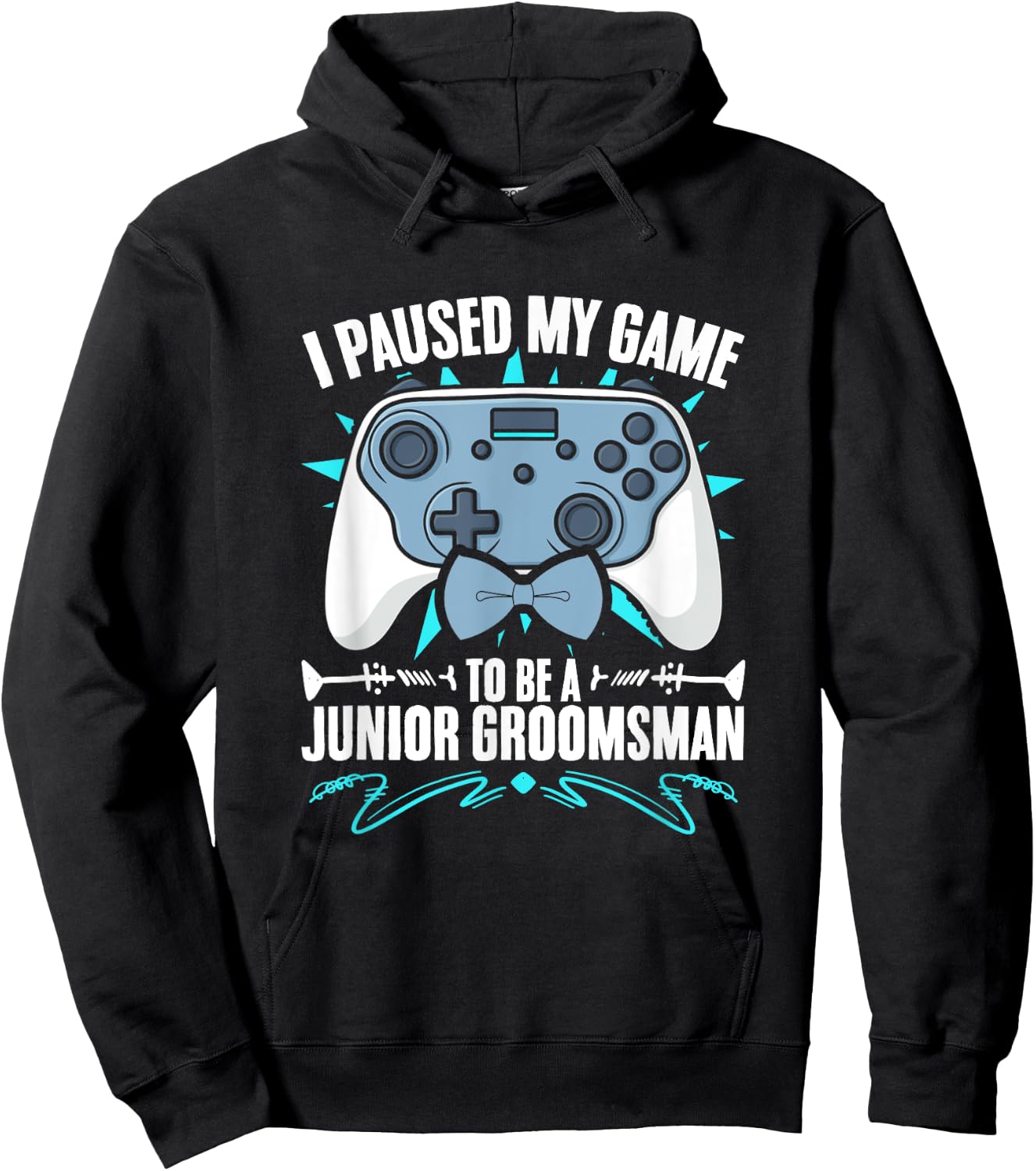 Junior Groomsman Video Gamer Paused My Game Junior Groomsmen Hoodie - Hoodie | Black