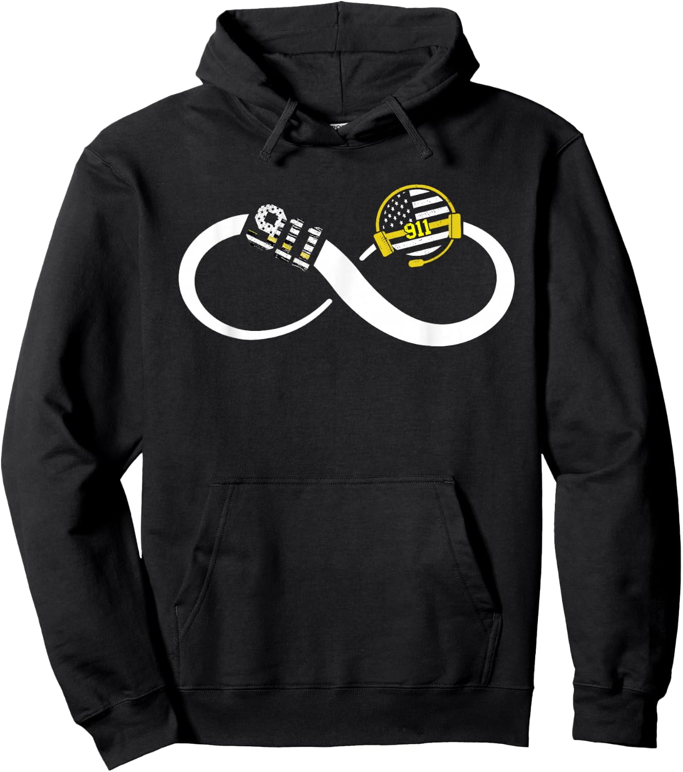 Dispatcher Infinity Thin Yellow Line USA Flag Dispatch 911 Hoodie - Hoodie | Black