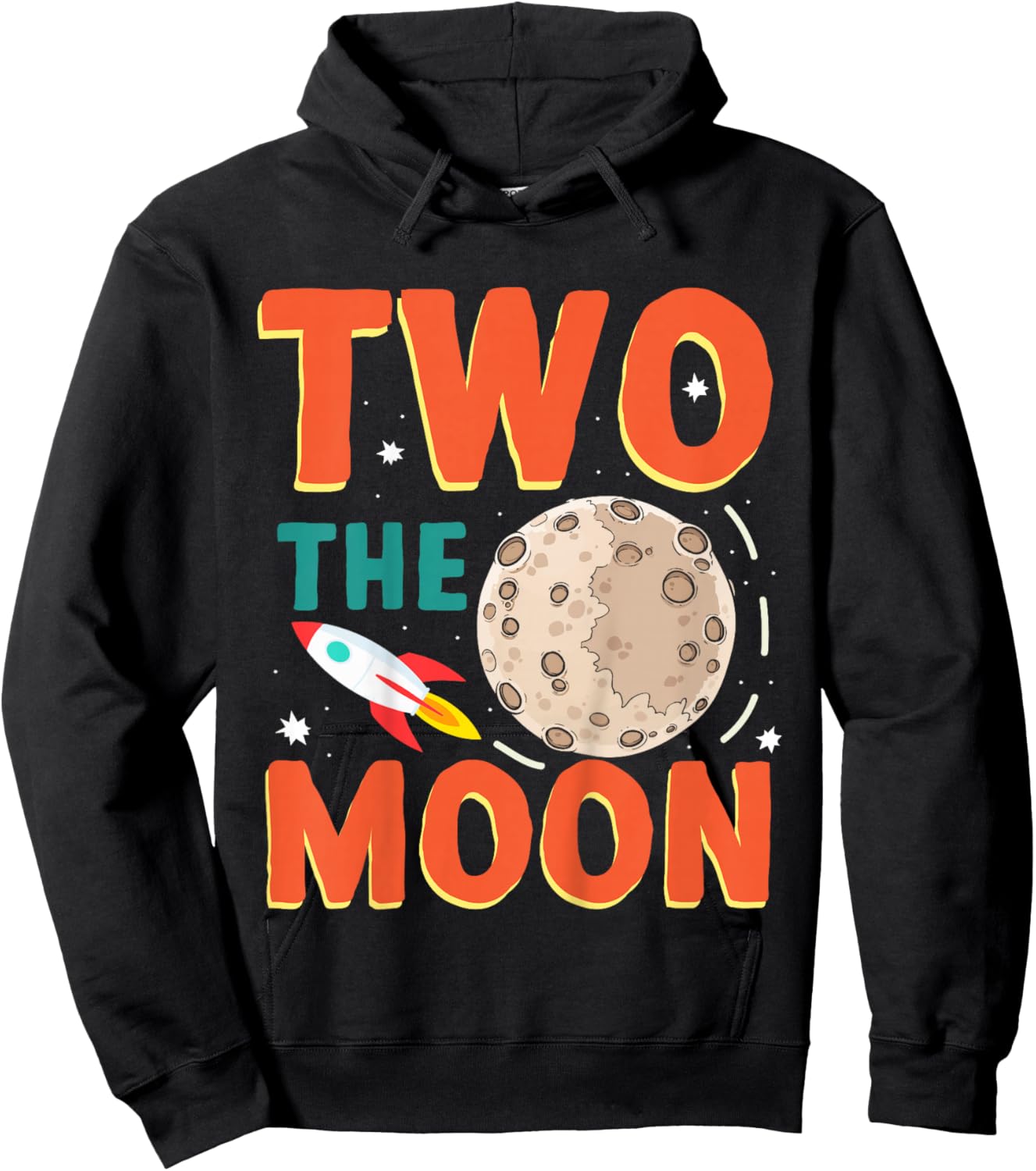 Two The Moon Toddler 2nd Birthday Gift 2 Year Old Hoodie - Hoodie | Black