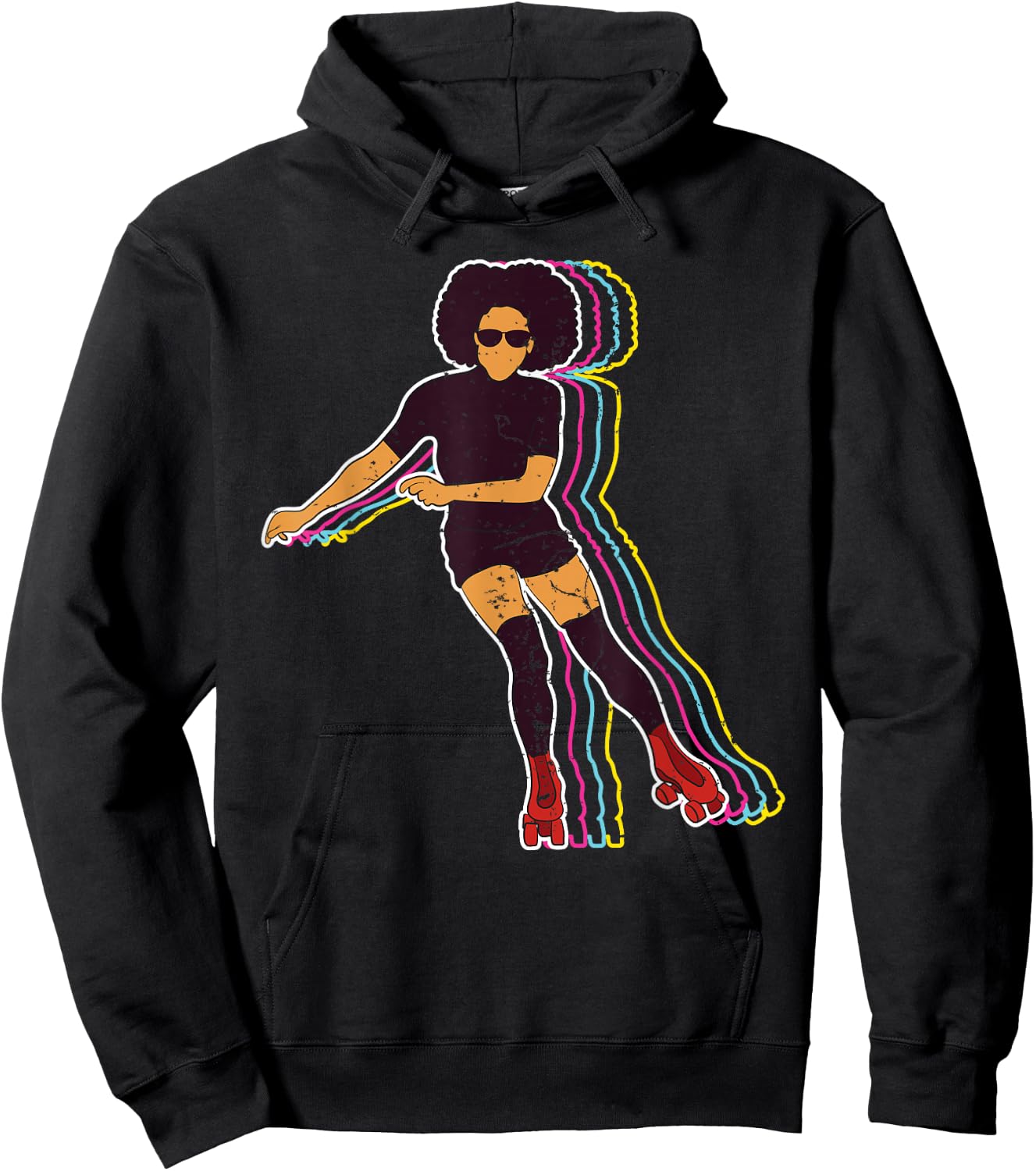 Vintage Roller Skating Girls Clothes Afro 70s 80s Hoodie - Hoodie | Black