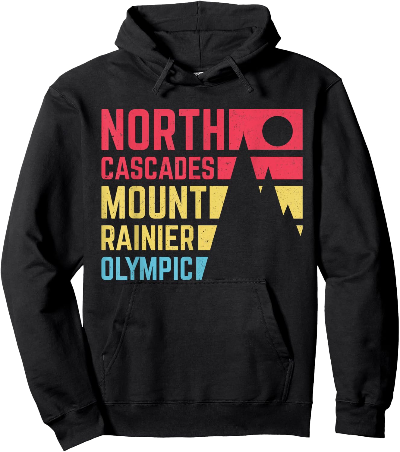 Vintage North Cascades Mount Rainier Olympic National Park Hoodie - Hoodie | Black
