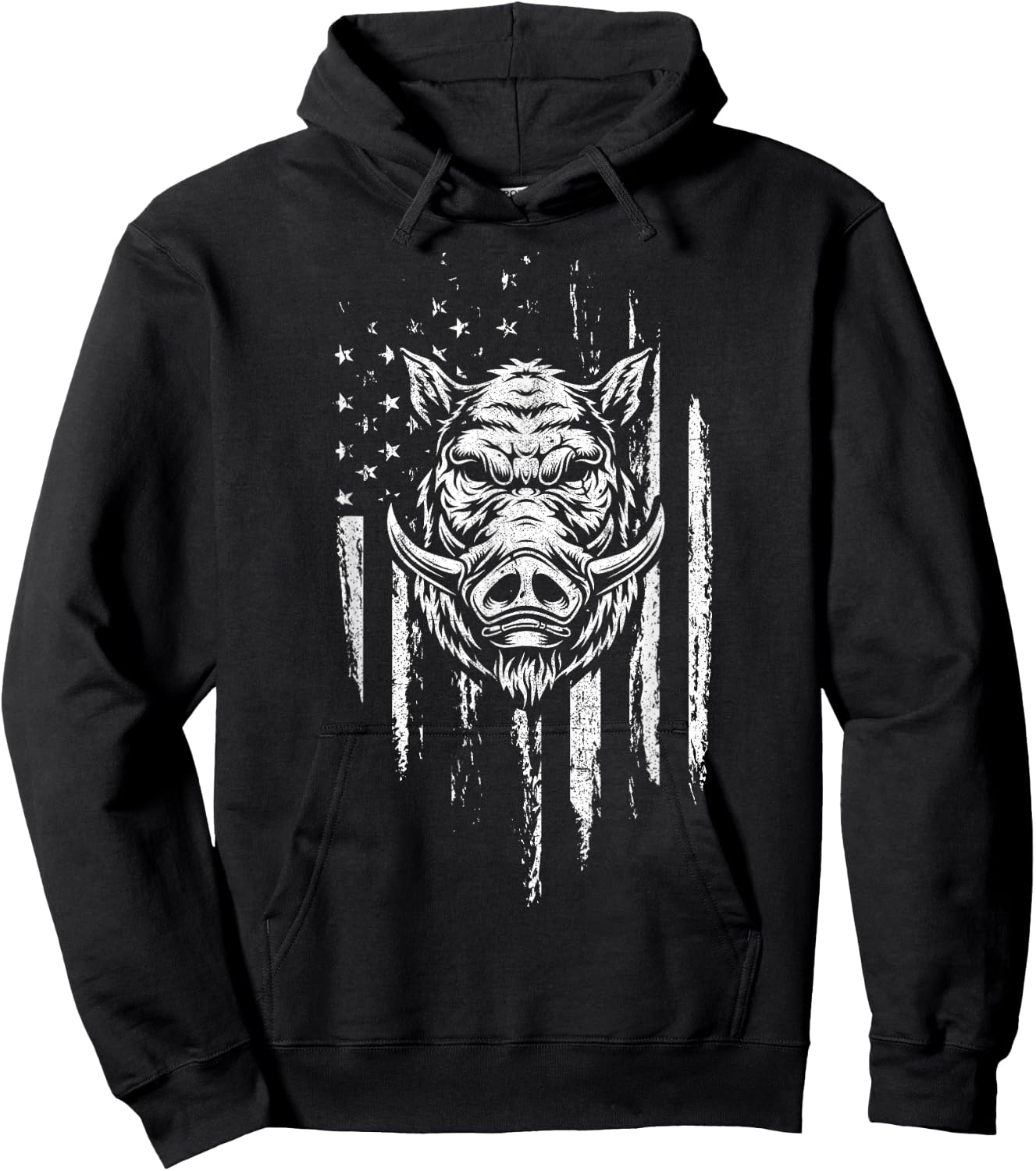 Wild Hog Hunting American Flag Pig Slayer Boar Hunter Gift Men Hoodie - Hoodie | Black