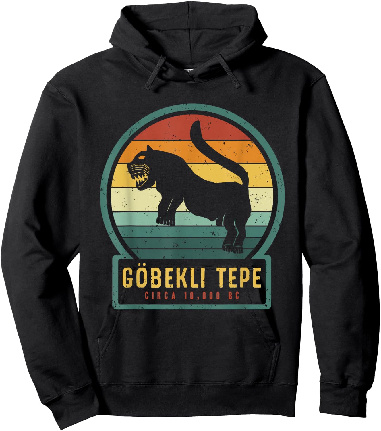 Gobekli Tepe Lion - Large Cat Ancient Megalithic Structure Hoodie - Hoodie | Black