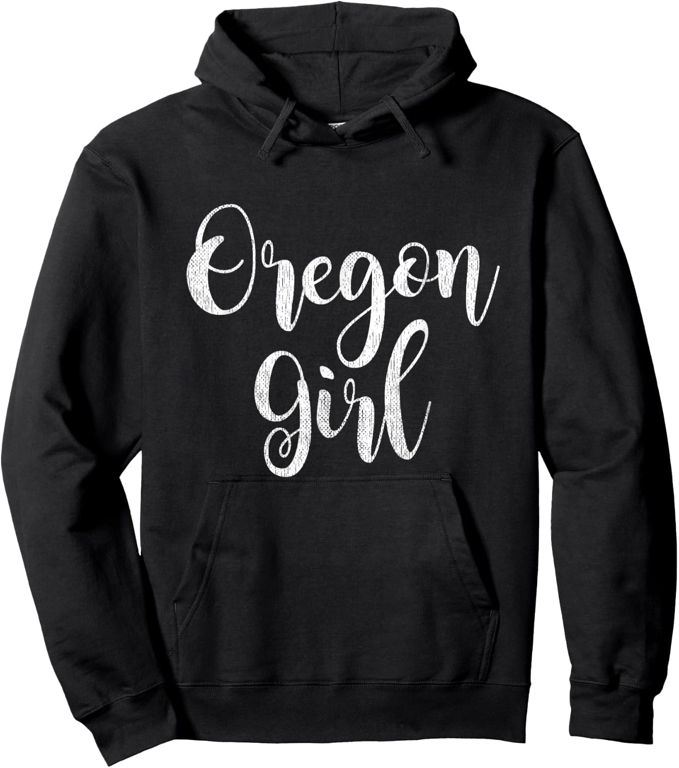 Distressed OR Women Lettering Cute Oregon Girl Hoodie - Hoodie | Black