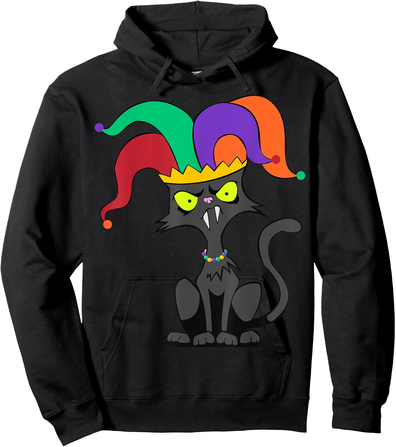 Cat Jester Hat Mardi Gras Carnival Parade Masquerade Party Hoodie - Hoodie | Black