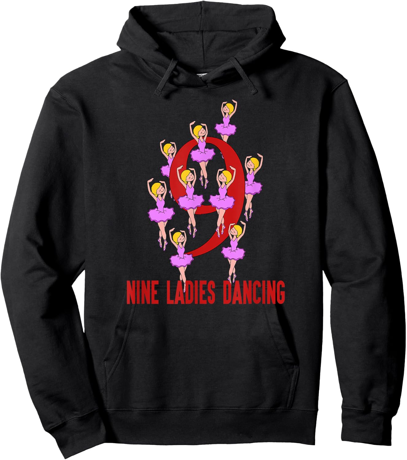 Nine Ladies Dancing Song 12 Days Christmas Hoodie - Hoodie | Black