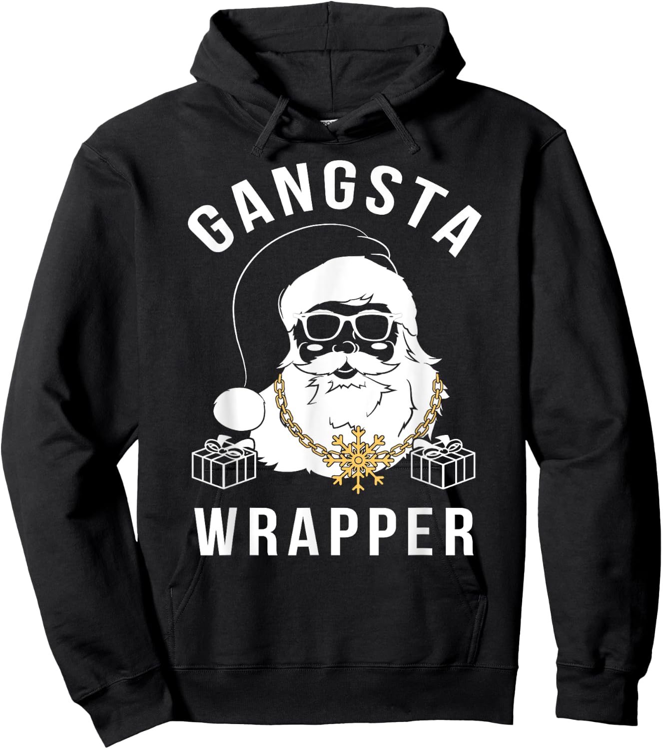 Gangsta Wrapper Gangster Santa Funny Christmas Hoodie - Hoodie | Black