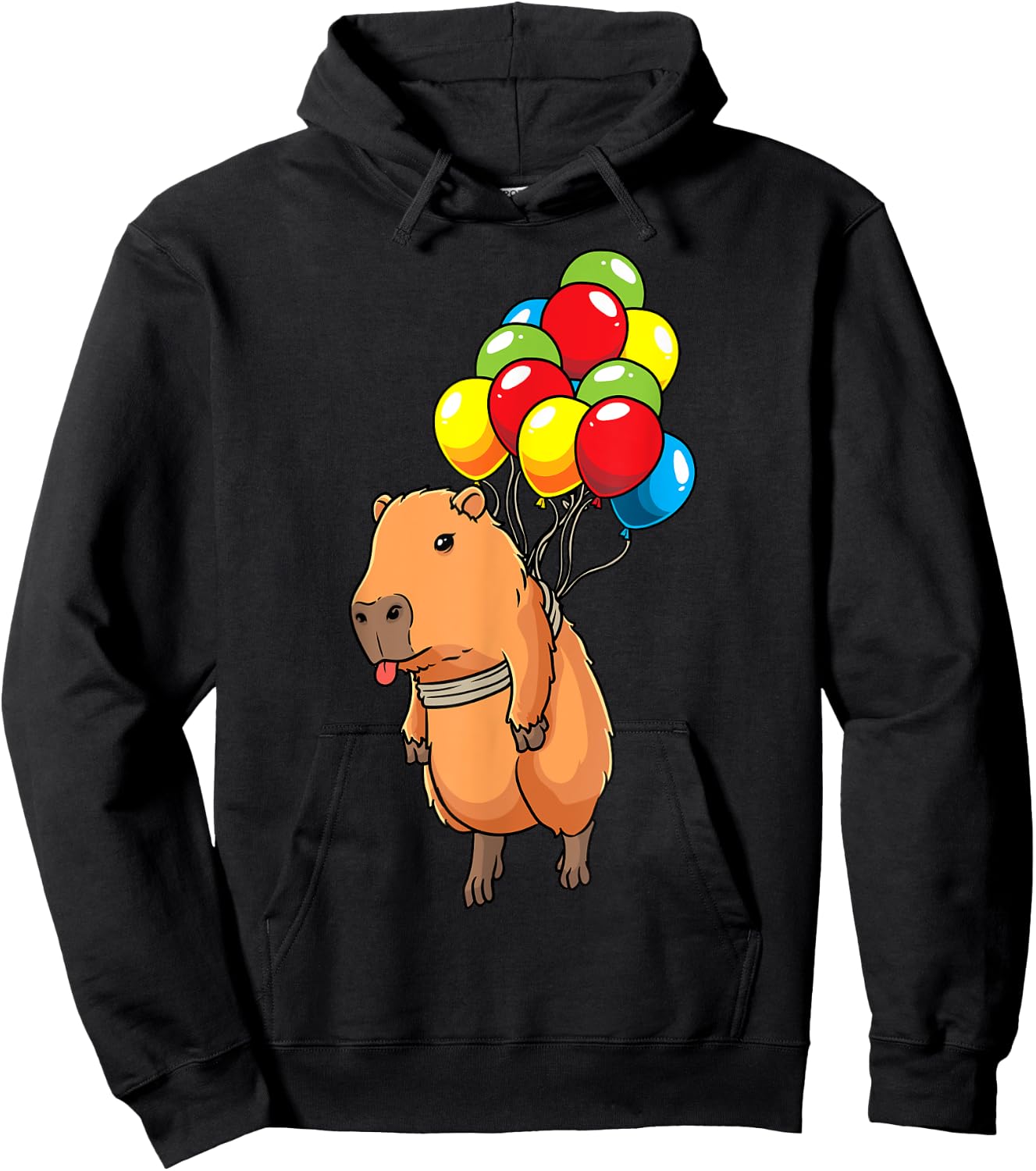 Capybara Giant Cavy Rodent With Balloons Capybara Hoodie - Hoodie | Black