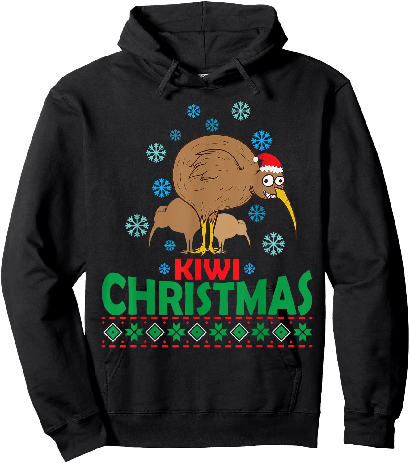 funny Xmas Santa Claus ugly Christmas kiwi bird Ugly Christmas with Kiwi Bird from New Zealand Hoodie - Hoodie | Black