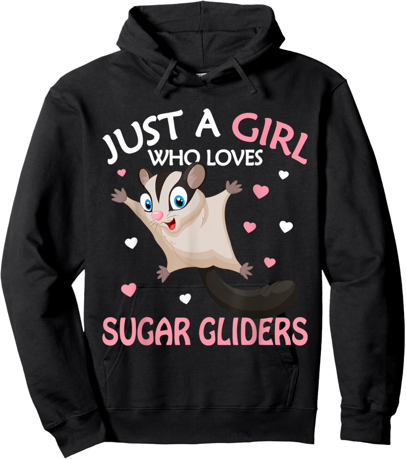 Just A Girl Who Loves Sugar Gliders Funny Women Gift Hoodie - Hoodie | Black