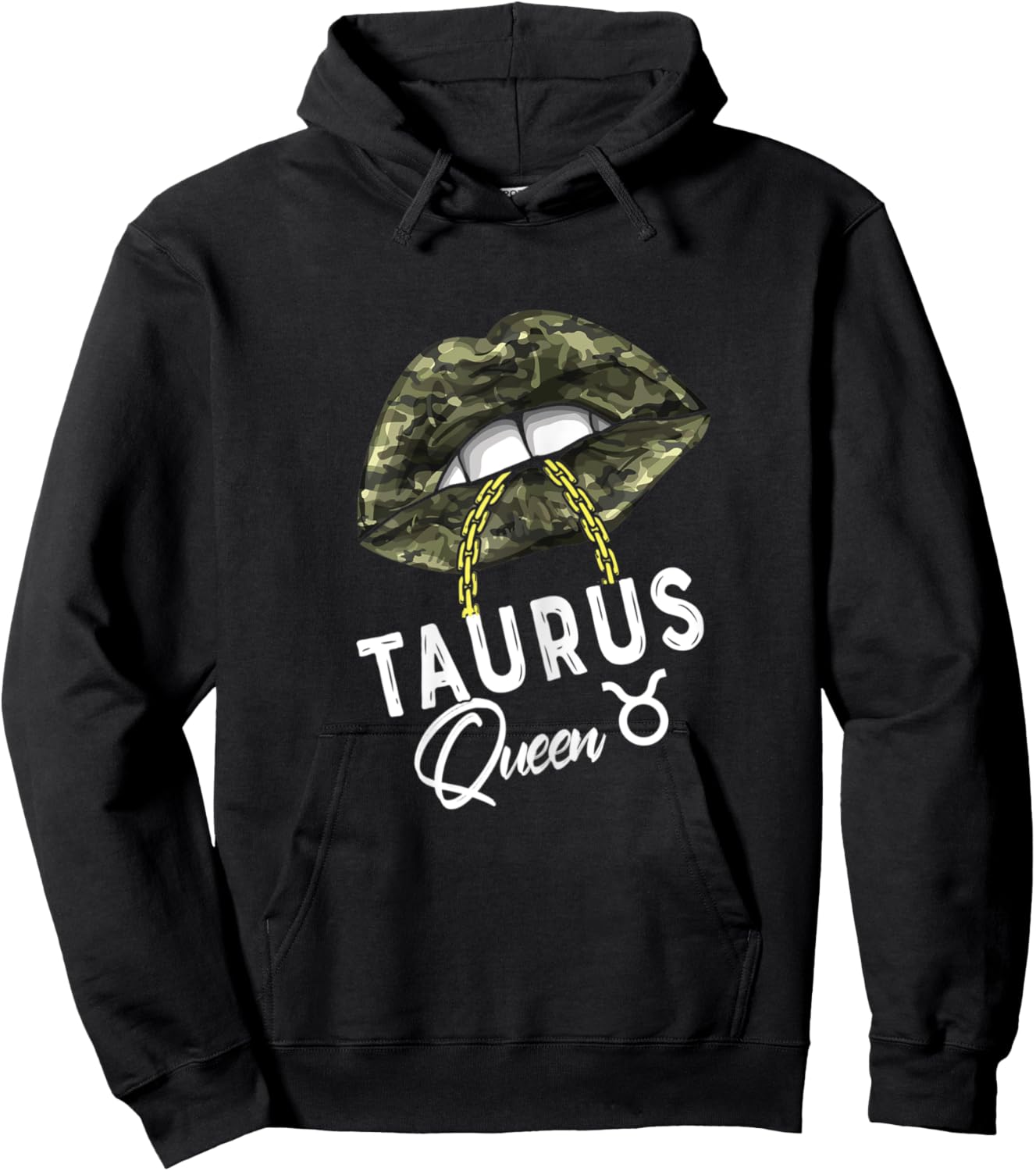Army Taurus Queen Lips Camouflage Military Green Hoodie - Hoodie | Black