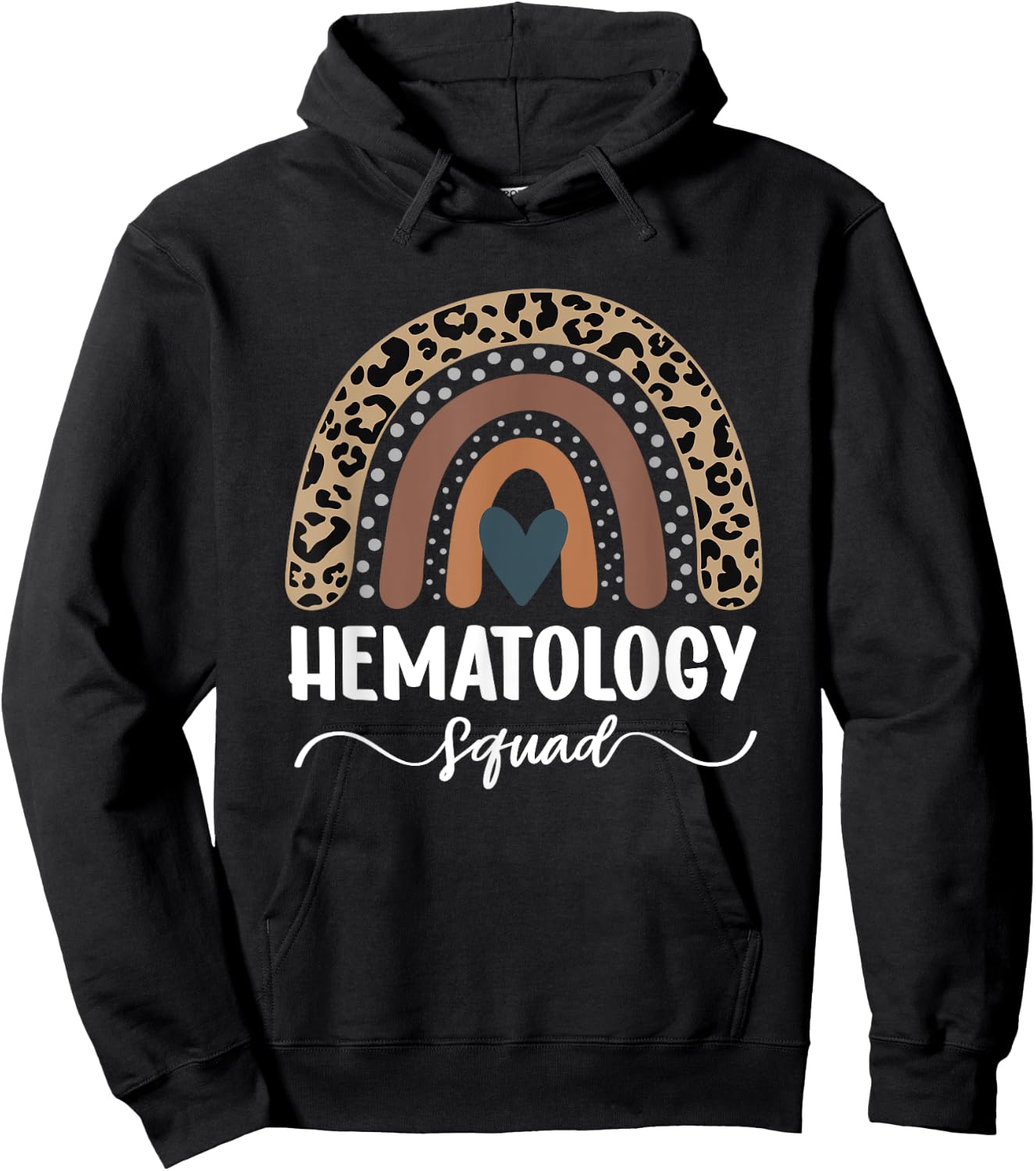 Hematology Squad, Leopard Rainbow Hematology Nurse Team Hoodie - Hoodie | Black