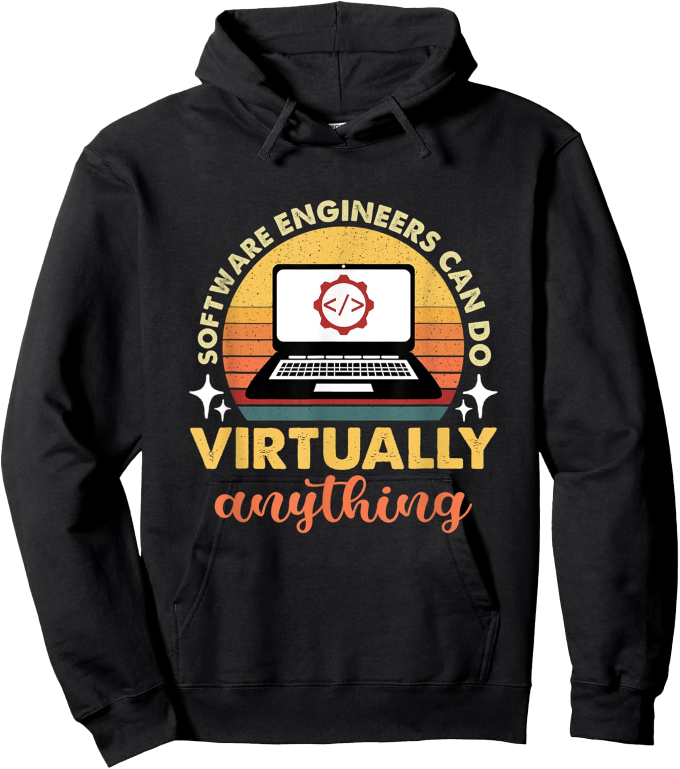 Software Engineers Can Do Virtually Anything Retro Sunset Hoodie - Hoodie | Black