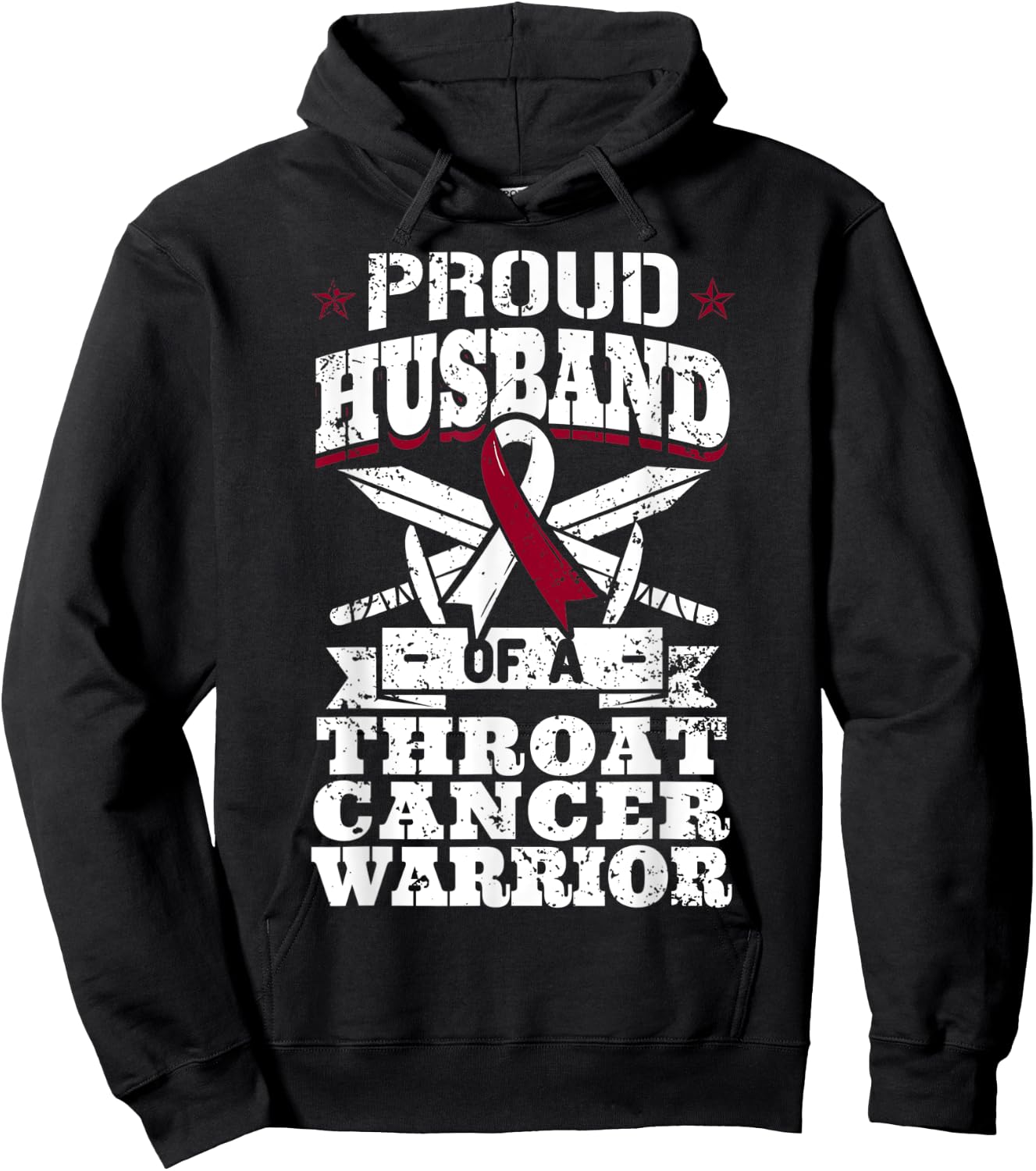 Proud Husband Of A Throat Cancer Warrior Awareness Ribbon Hoodie - Hoodie | Black