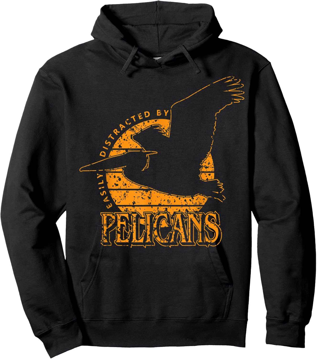 'Easily Distracted By Pelicans' Vintage Style Hoodie - Hoodie | Black