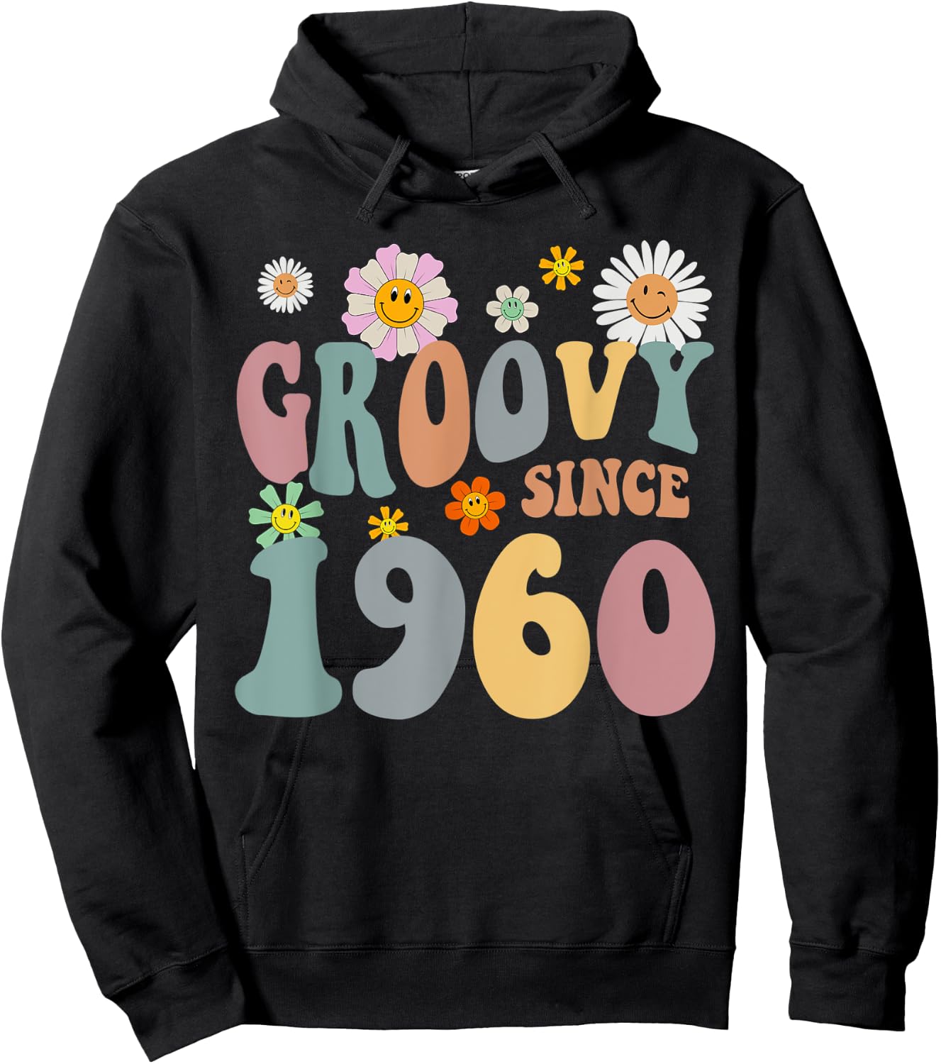 mb Groovy Since 1960 Retro Hippie Flower 62nd Birthday Hoodie - Hoodie | Black