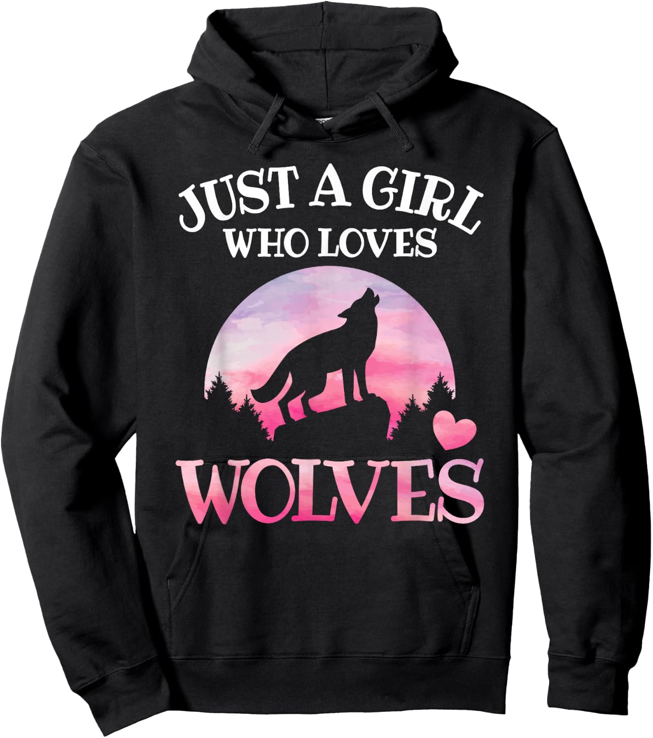 Just A Girl Who Loves Wolves Wildlife Animal Girl Wolf Hoodie - Hoodie | Black