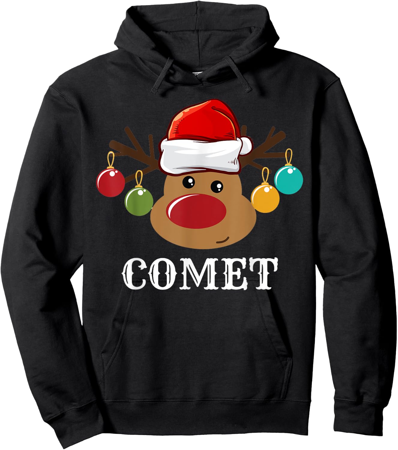 Santa Reindeer Comet Xmas Group Costume Hoodie - Hoodie | Black