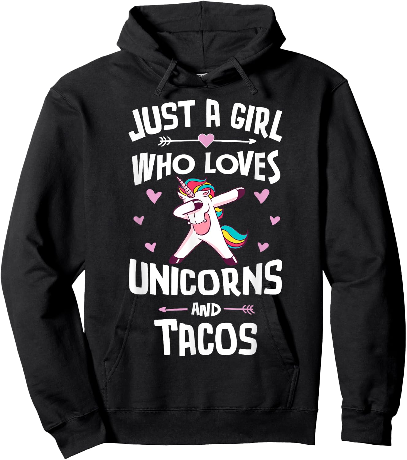 Just A Girl Who Loves Unicorns And Tacos Graphic Women Hoodie - Hoodie | Black
