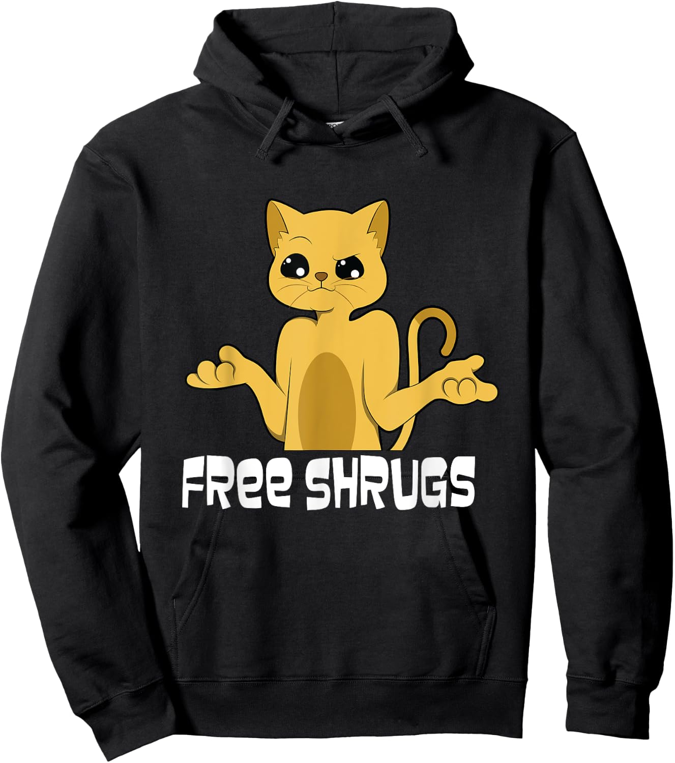 "free Shrugs" - Funny Looking Cat - Text - Humour -free Hugs Hoodie - Hoodie | Black