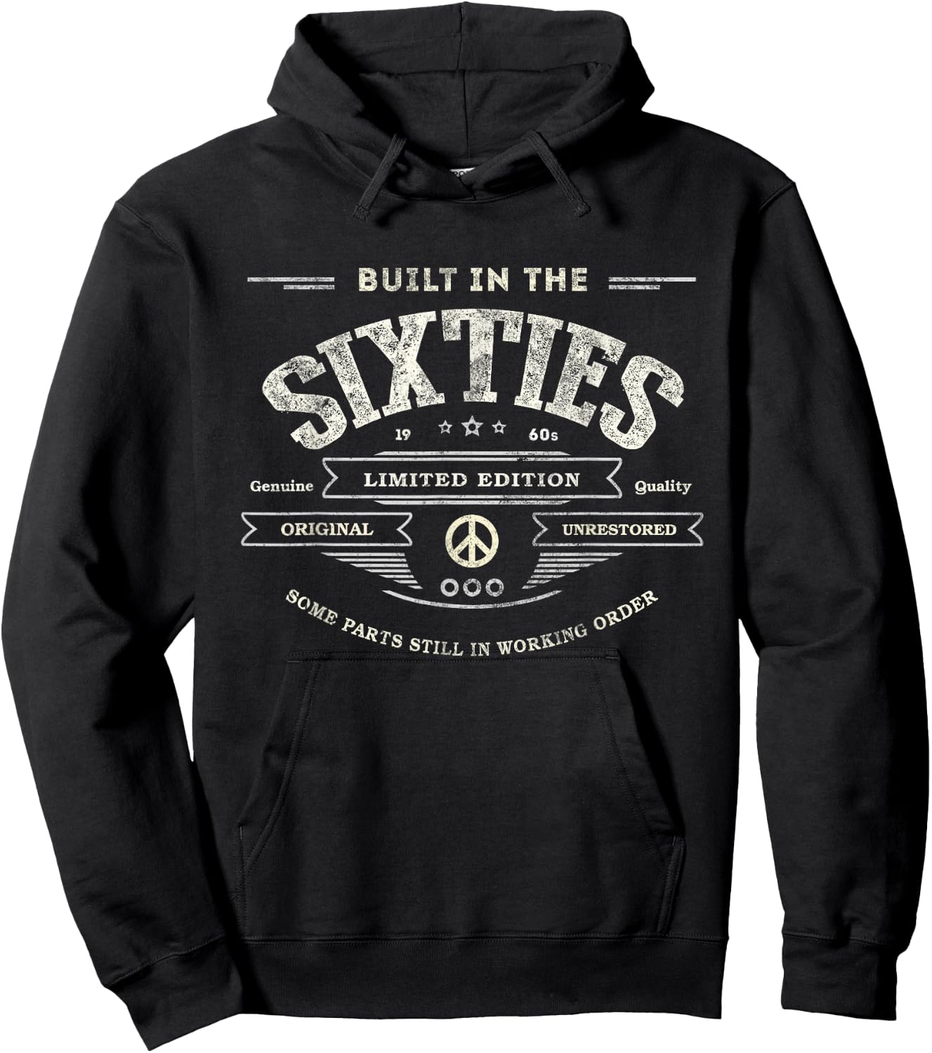 Vintage BUILT IN THE SIXTIES Funny 1965 Original Unrestored Hoodie - Hoodie | Black